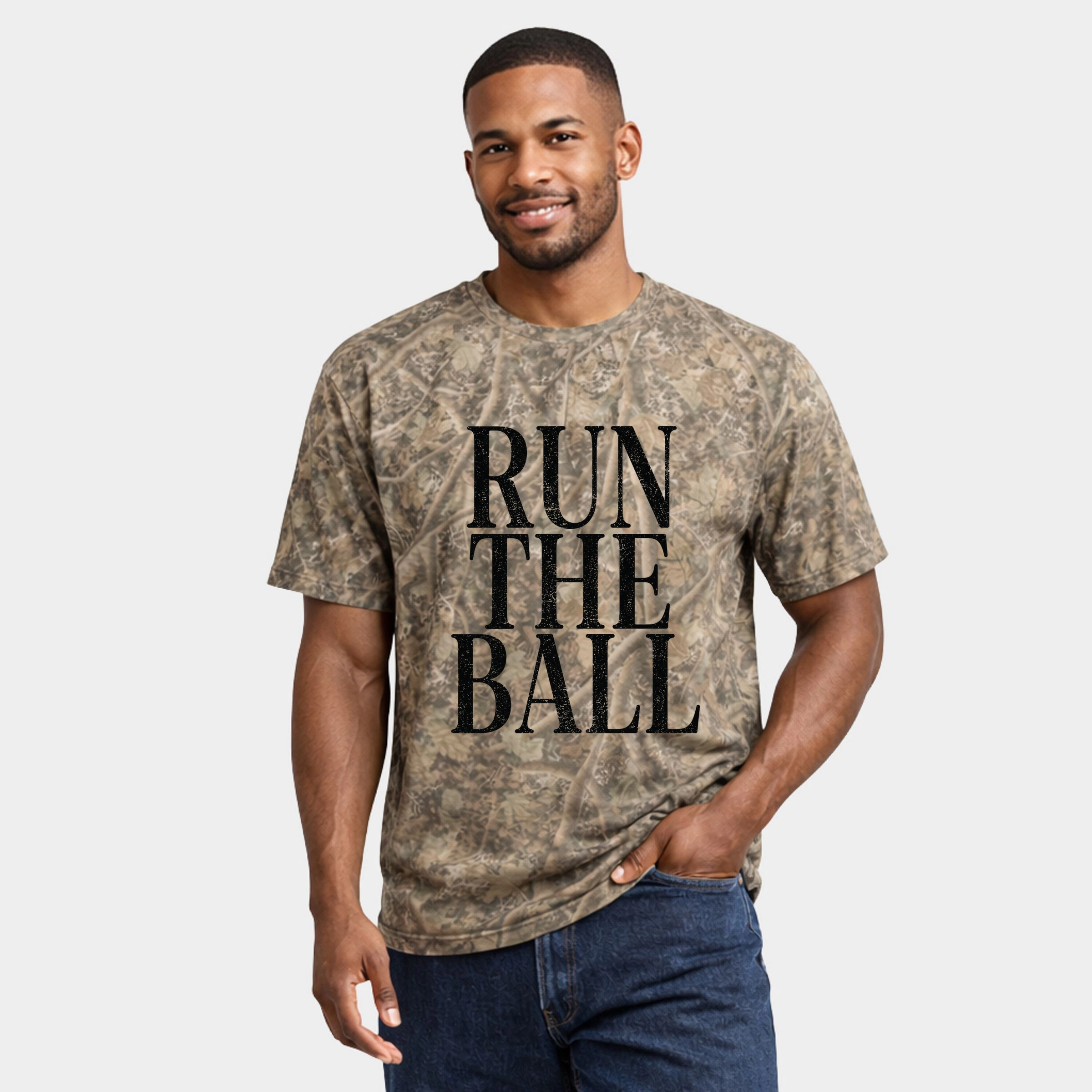 Simply Sage Market - Men's Heavyweight Camo Tee Run The Ball Tall