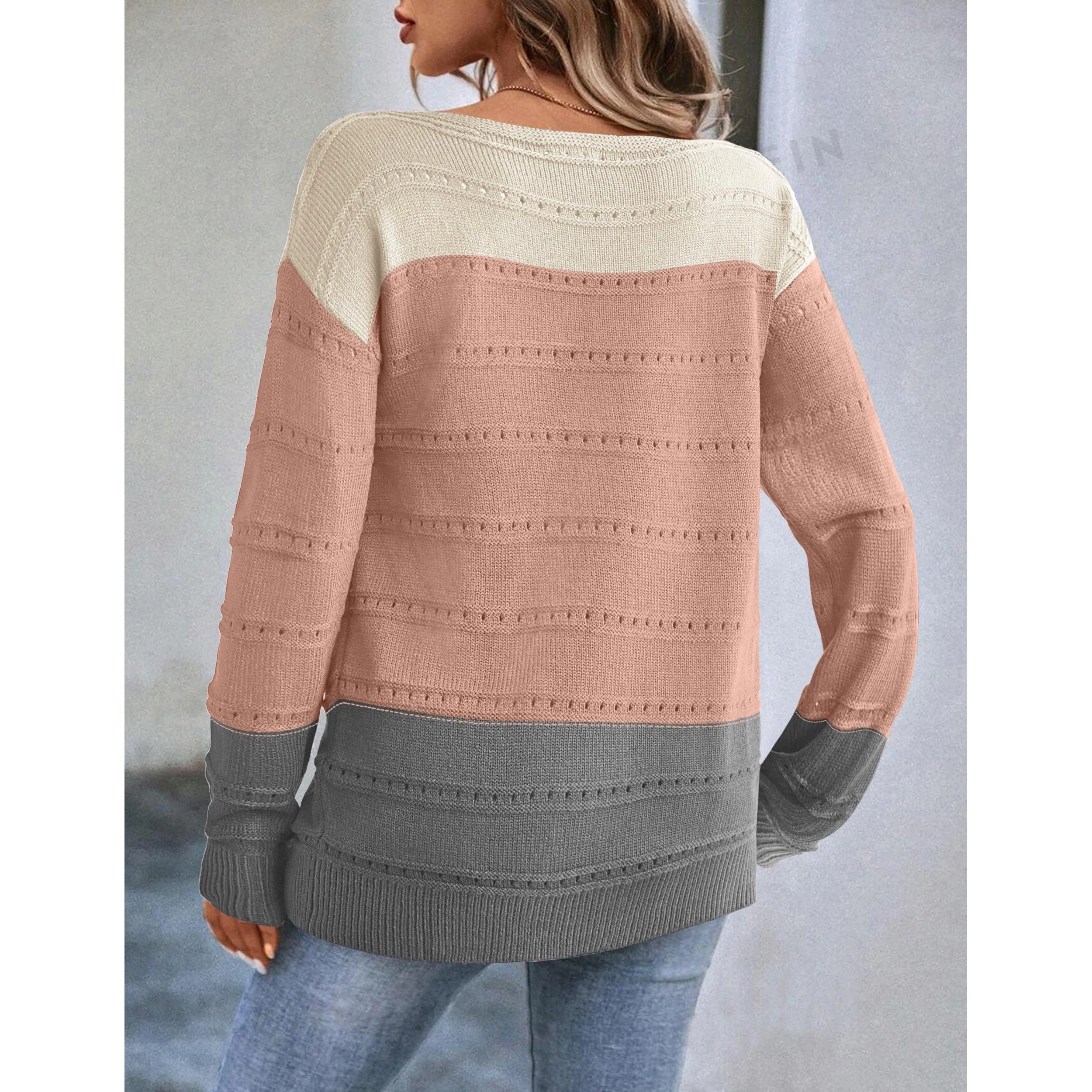 Zeagoo Women's Crewneck Off Shoulder Loose Knit Long Sleeve Pullover