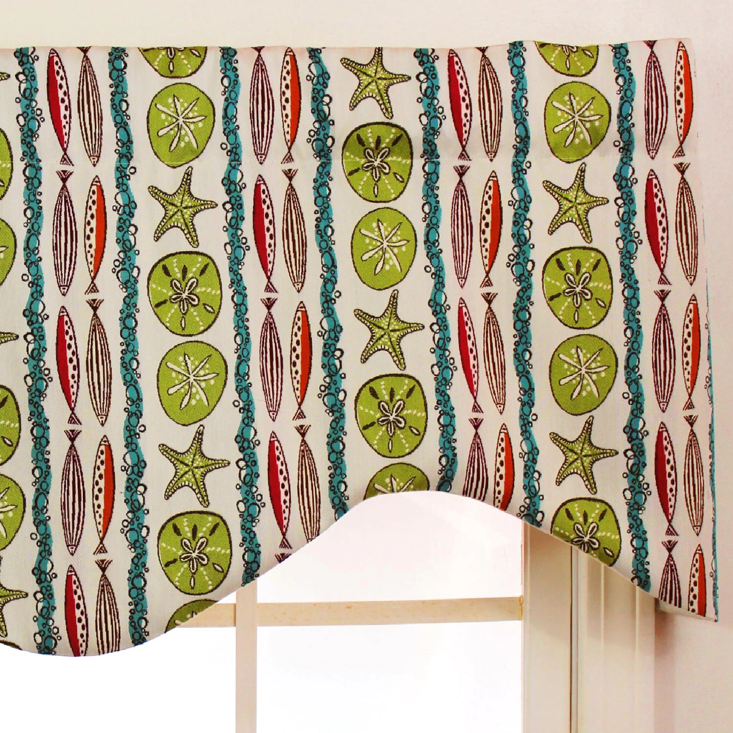 RLF Home Sea Walk Cornice 100% Cotton with Fully Lined 3" Rod Pocket Valnance for Windows 50" x 17" Multi