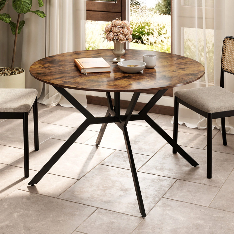 Hivvago Space-Saving Round Dining Table, 47", with Foldable Drop-Leaf Extension