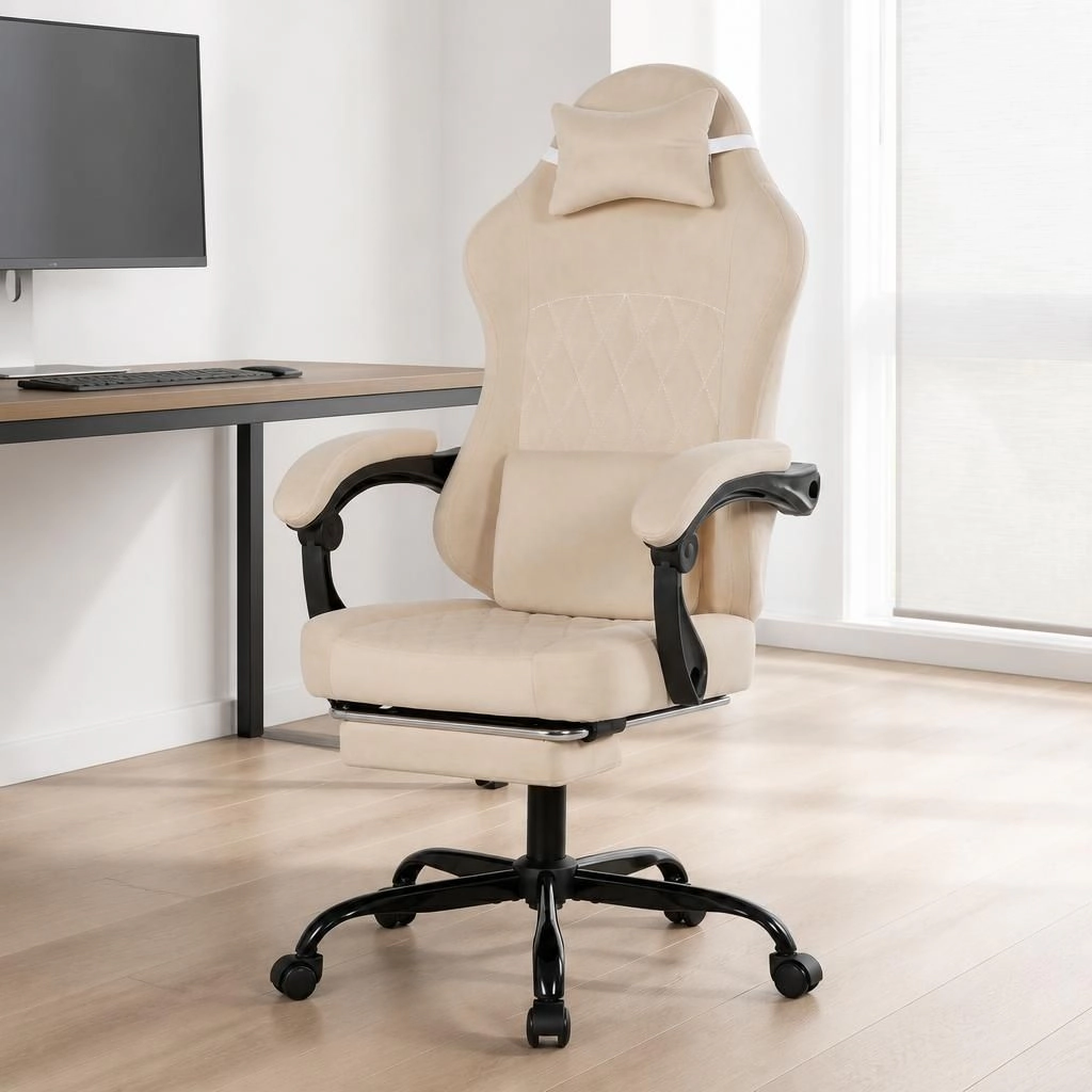 GOODSILO Upholstered Velvet Adjustable Height Task Office Chair