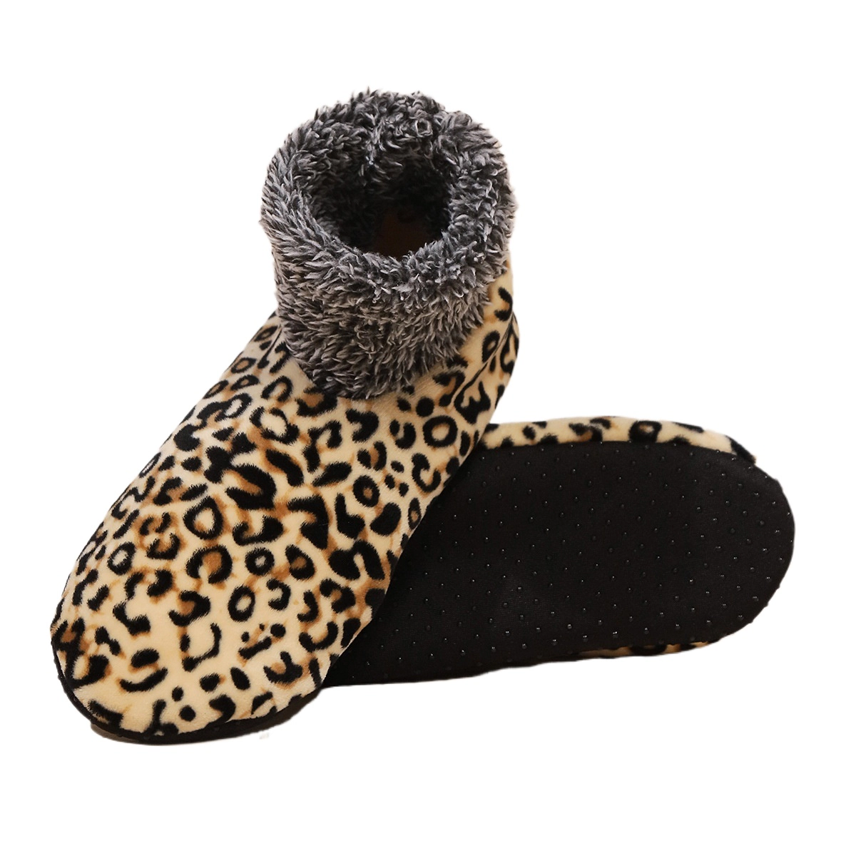 Women Leopard Print Winter Floor Crew Soft  Socks