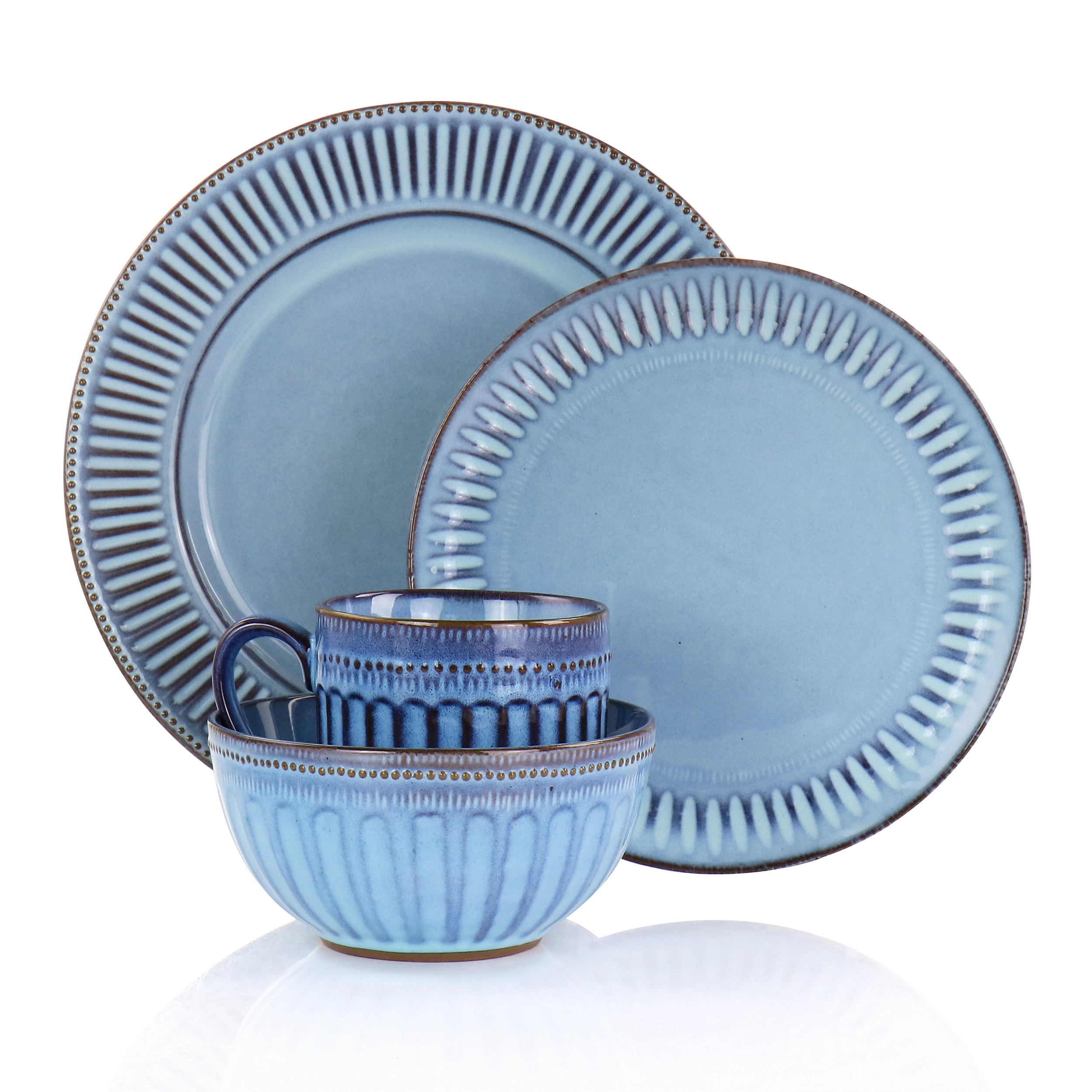 Gibson Elite Mendocino 16 Piece Stoneware Dinnerware Set in Blue