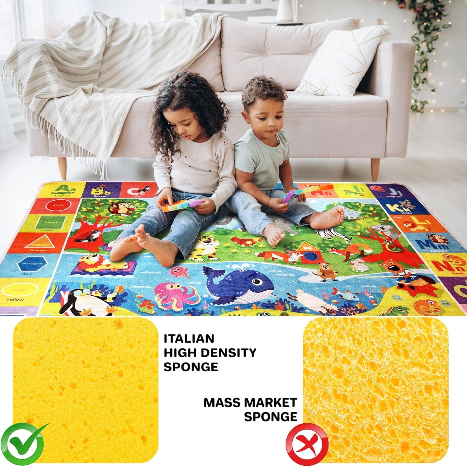 QUOKKA Baby Mats for Playtime & Activities Babies 6-12 Months – Super Soft Floor Play Toddlers 1-3