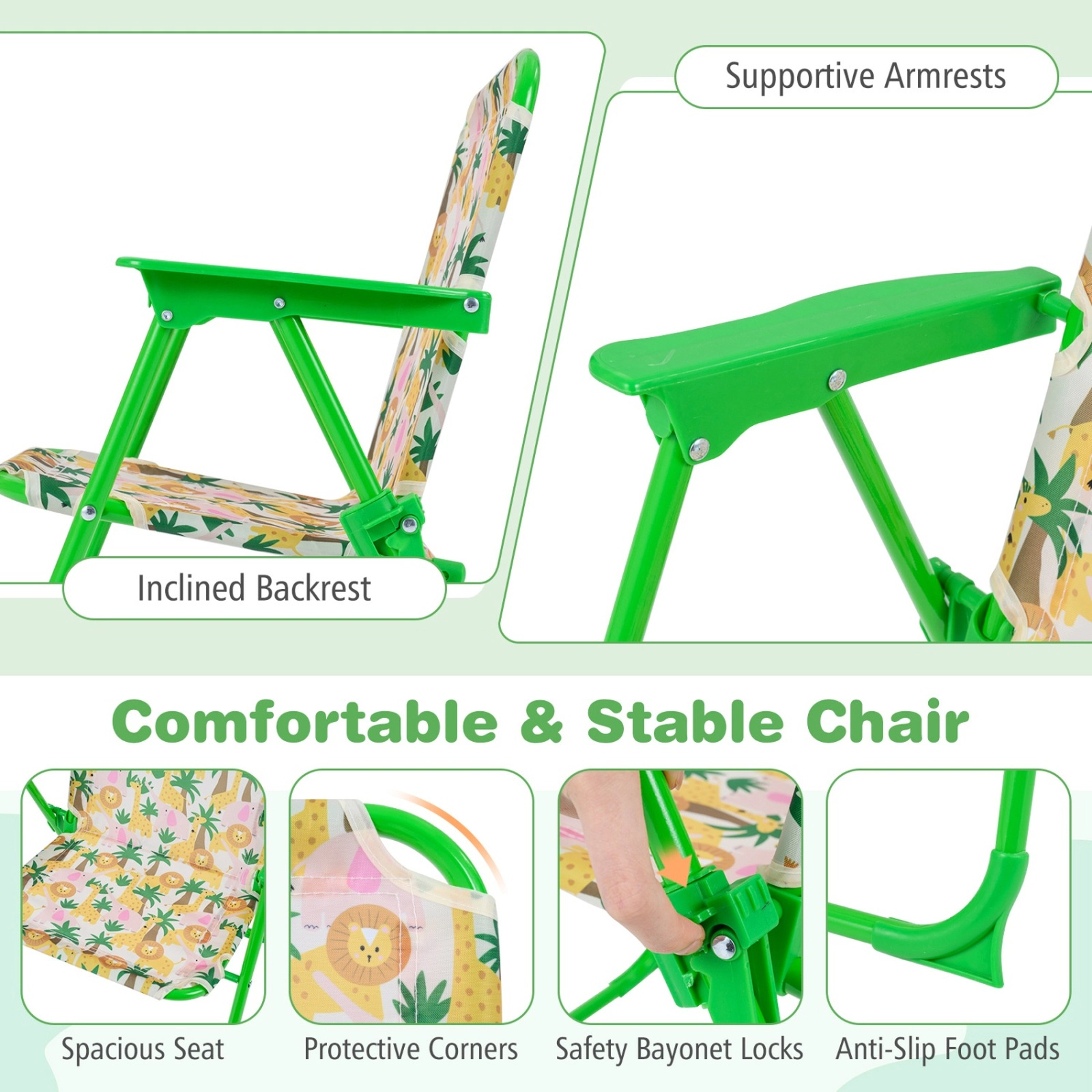 SUGIFT Kids Outdoor Table & Chair Set with 2 Folding Chairs & Height Adjustable Umbrella 165-lb Chair Capacity Ages 3-6