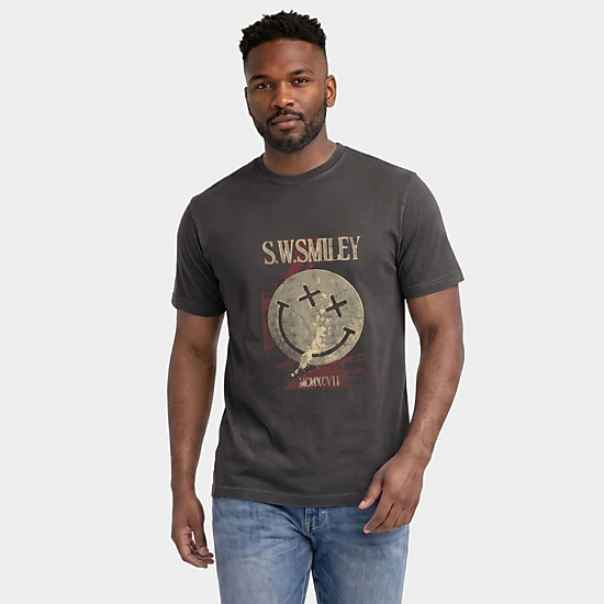 Simply Sage Market - Men's Garment Dyed Graphic T-Shirt - S.W.Smiley Paint Splatters X Eyes