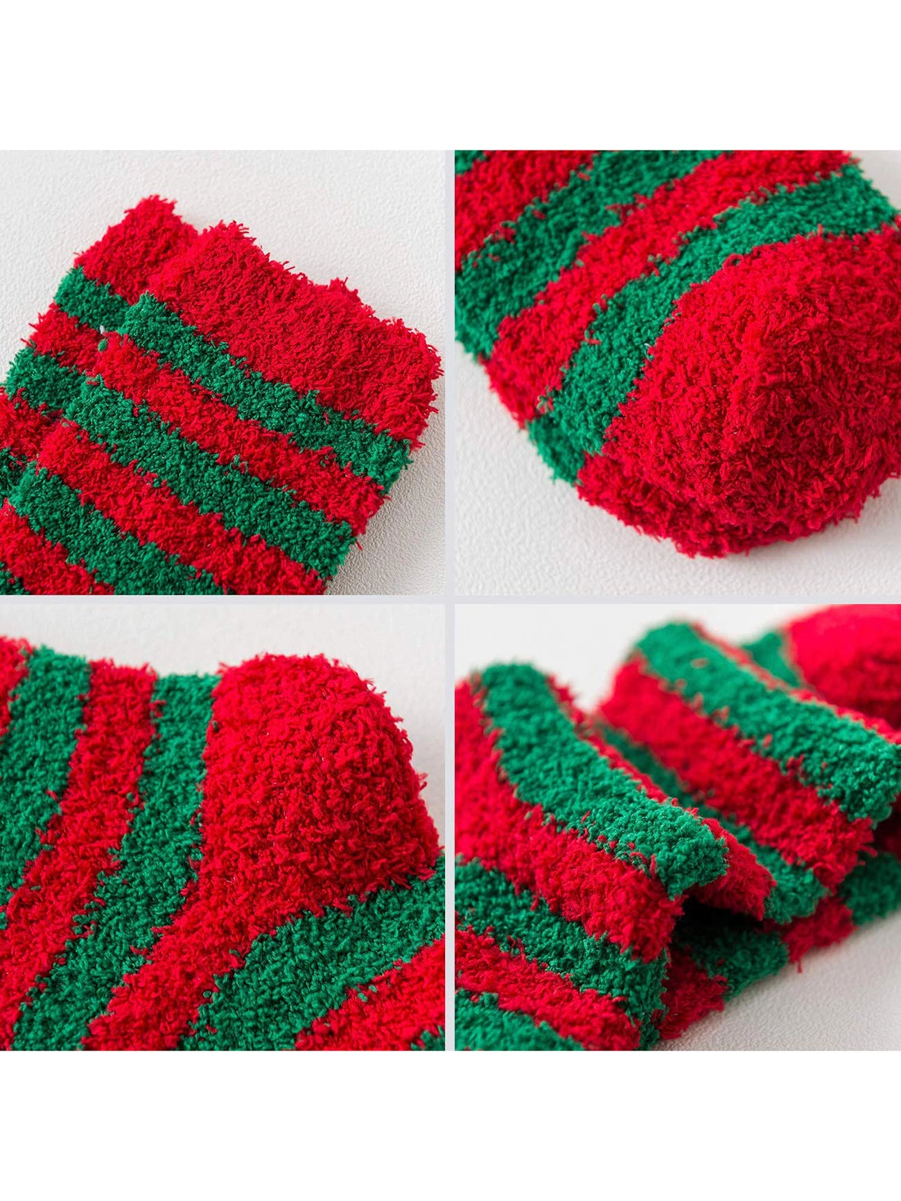 Wardrobe Whimsy 6 Pairs Womens Christmas Fuzzy Socks Winter Warm Cozy Socks Soft Fluffy Socks