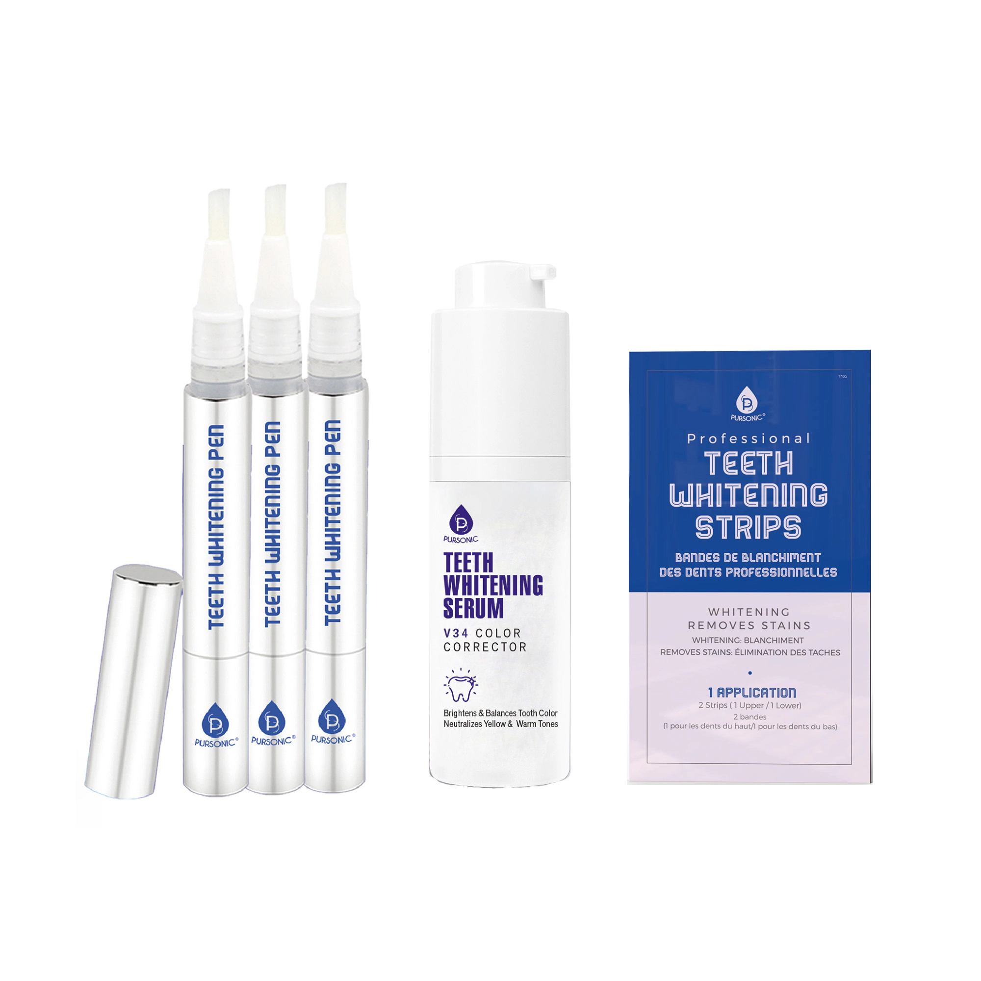 Pursonic Total Smile Confidence System: Professional Teeth Whitening Strips, Teeth Whitening Serum & Teeth Whitening Pen