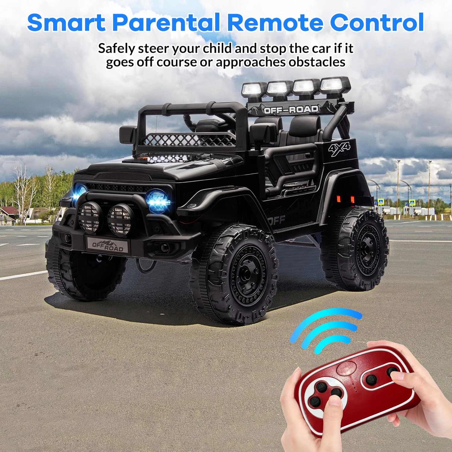 12V 2-Seater Kids Ride-On Truck w/Remote, 5MPH Max, LED Lights, Music,  Electric Car Toy for Ages 3–8