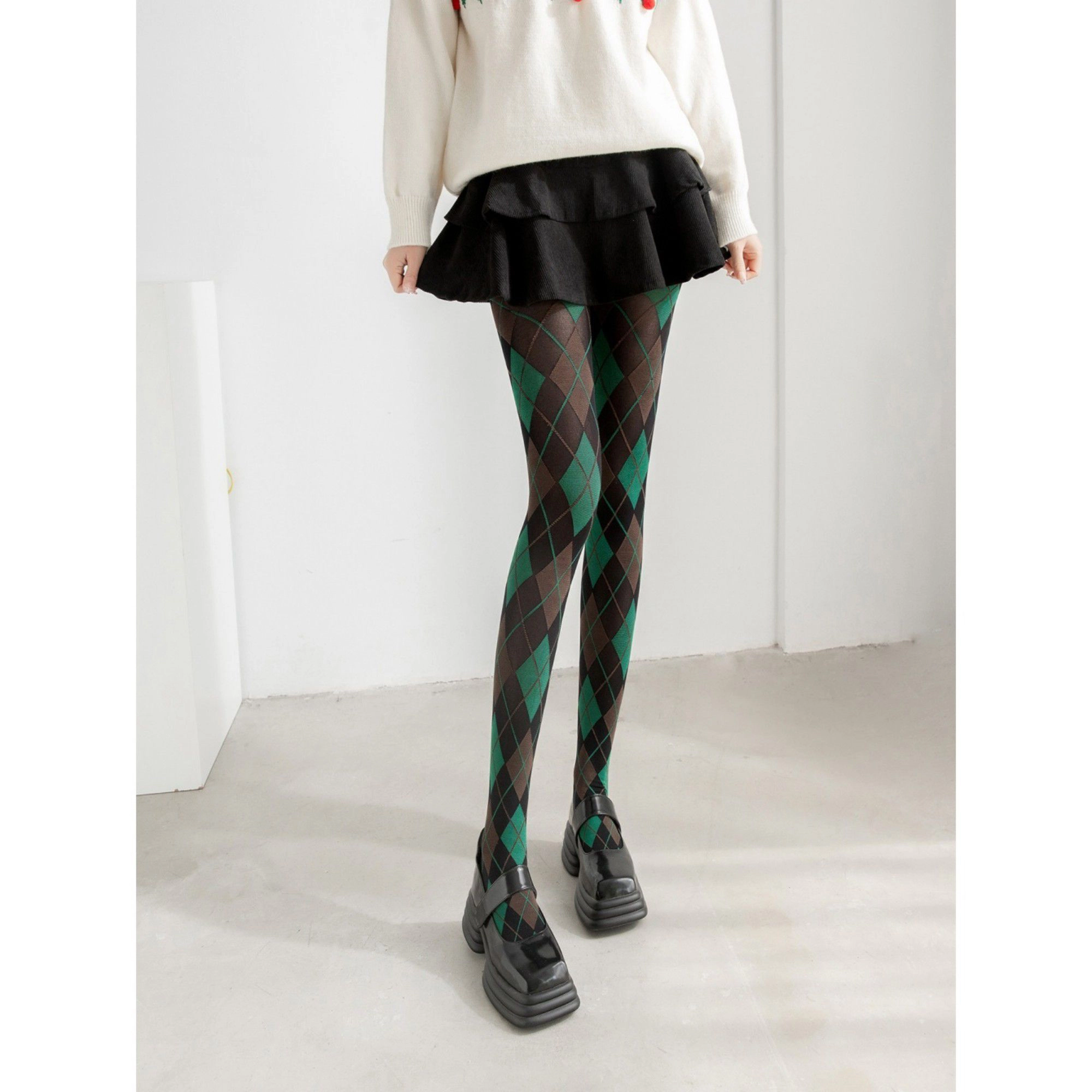 Anna-Kaci Women's Classic Argyle Pattern Stretch Knit Tights