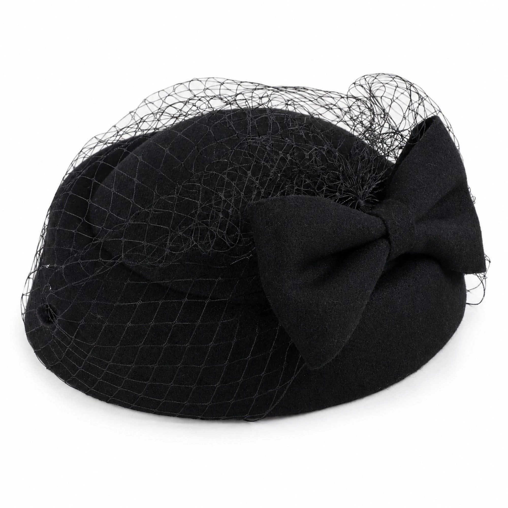Anna-Kaci Women's Bow Pillbox Fascinator Hat with Birdcage Veil