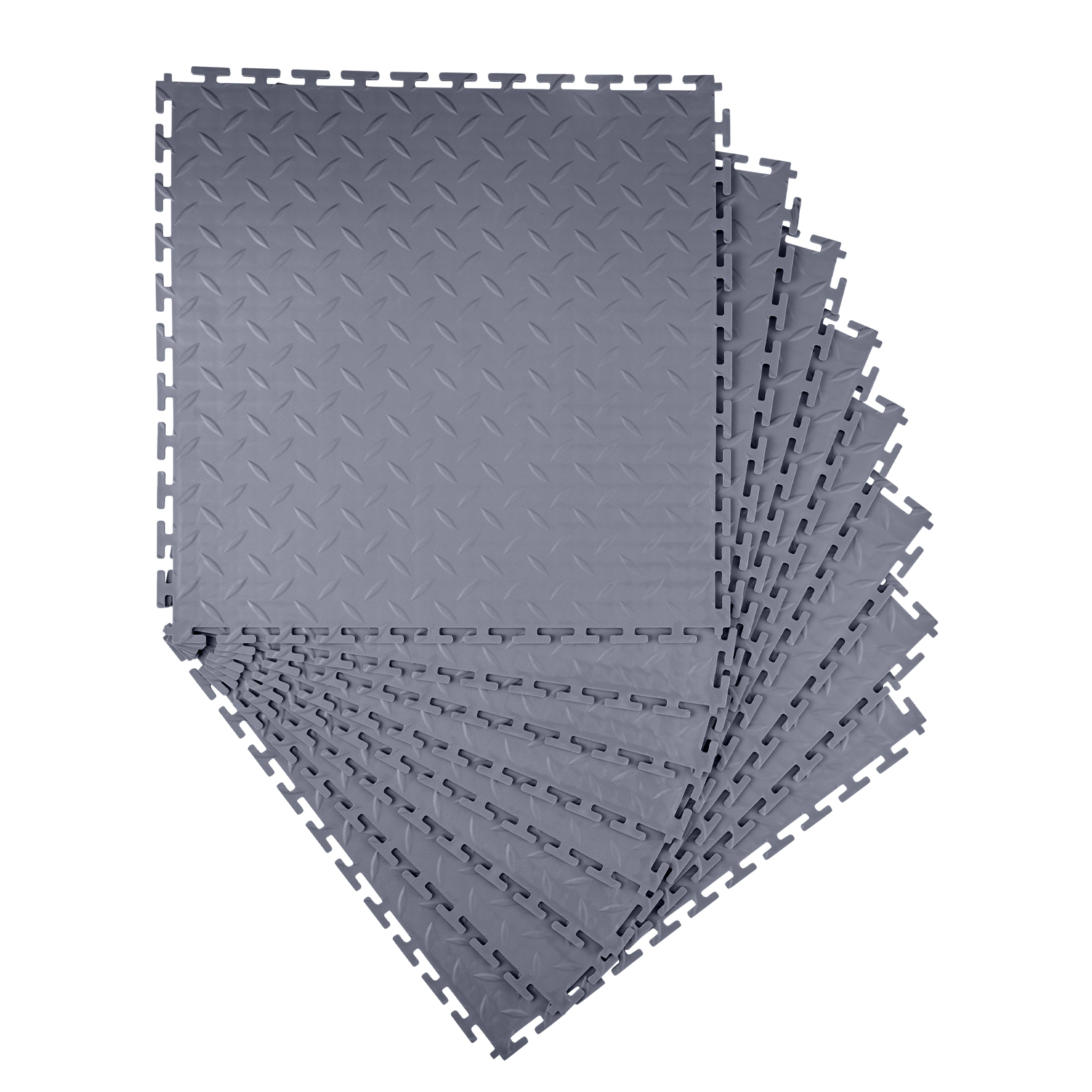 HONGGE 8-Pack Interlocking Garage Floor Tiles, 20.2 x 20.2 In PVC Diamond Plate Non-Slip Mats