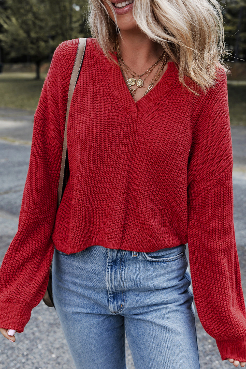Threaded Pear Women's Evelyn Knit Drop Shoulder Sweater