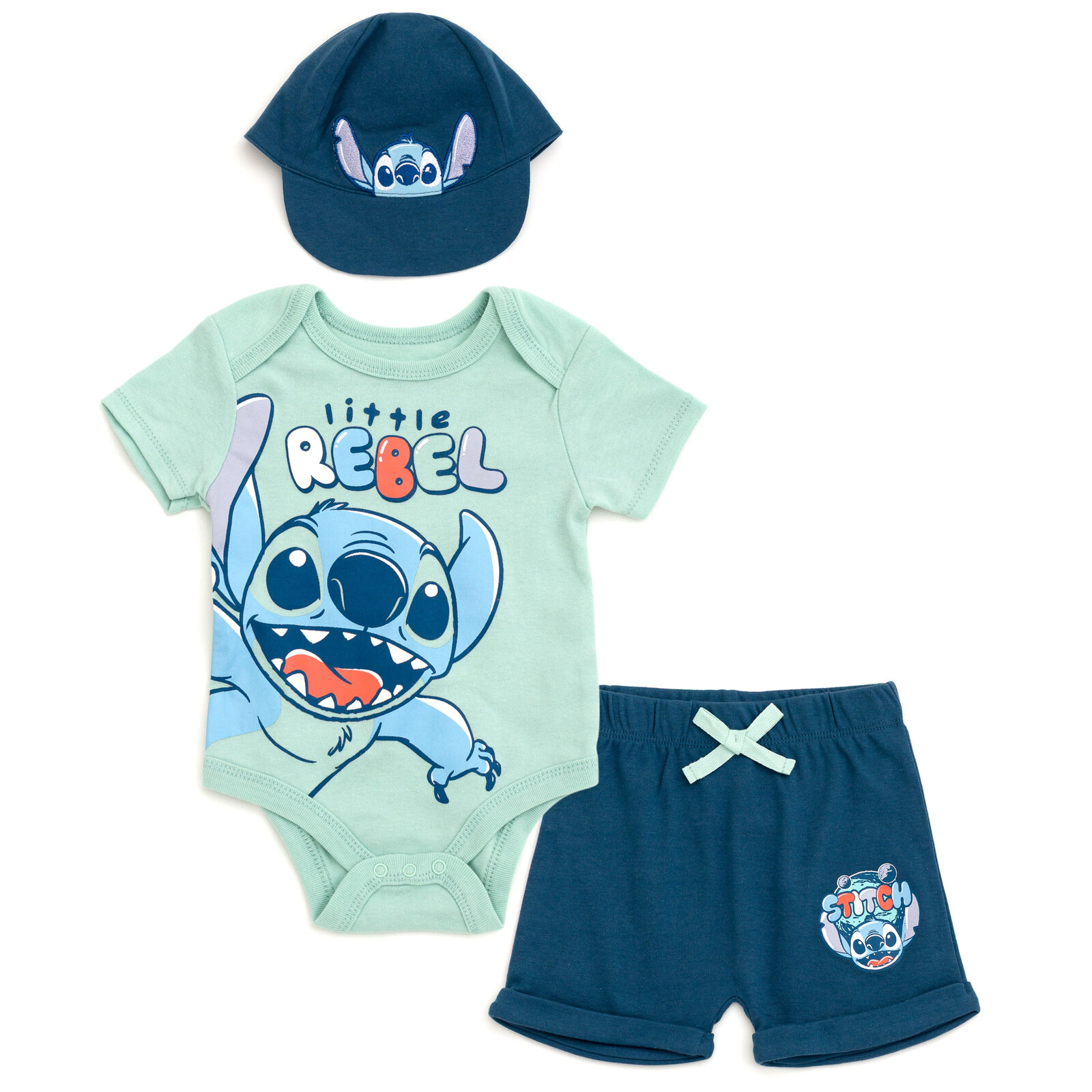 Disney Baby Boys' Bodysuit Shorts and Hat Set