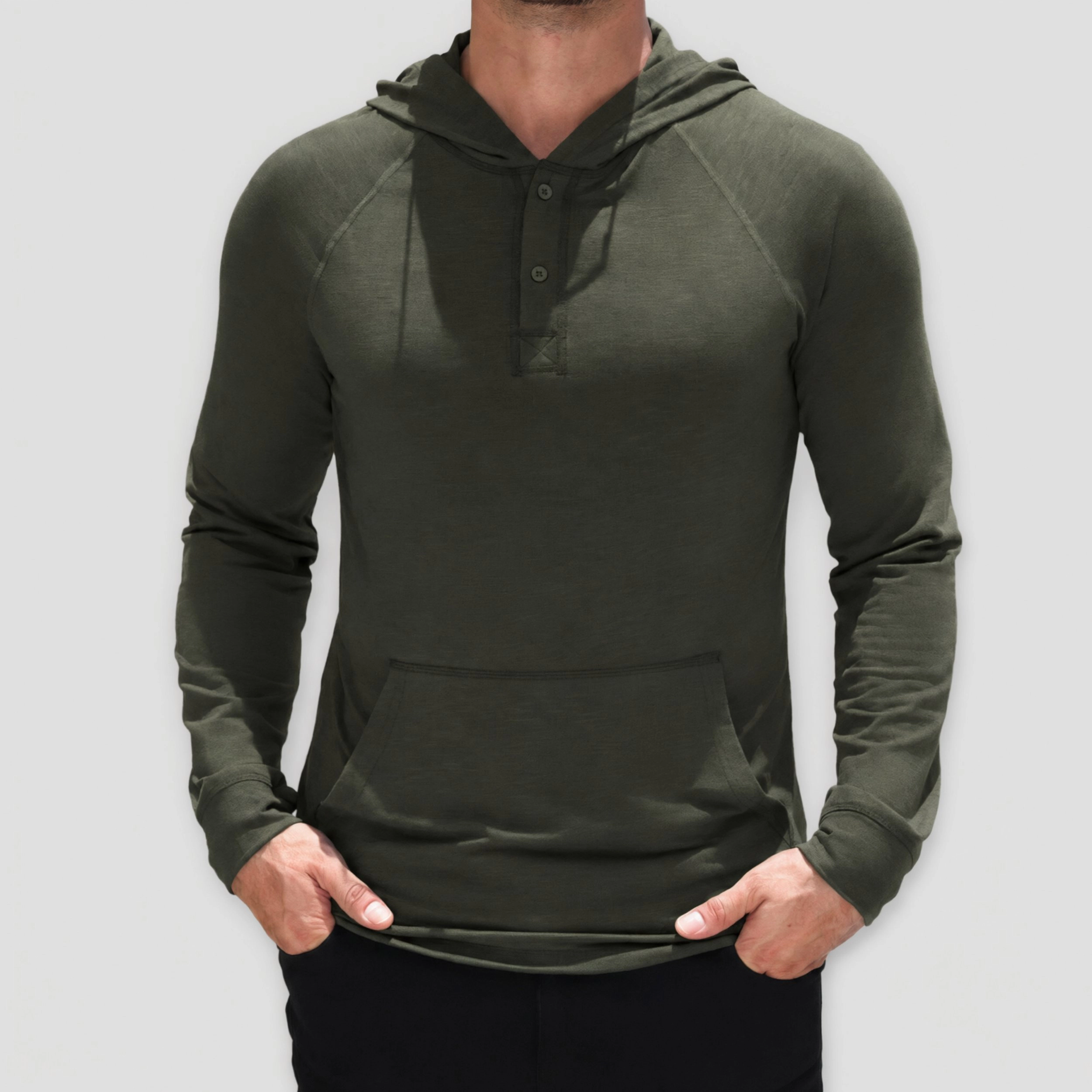 COOFANDY Men's Regular Fit Long Sleeve Henley Hooded Pullover Hoodie