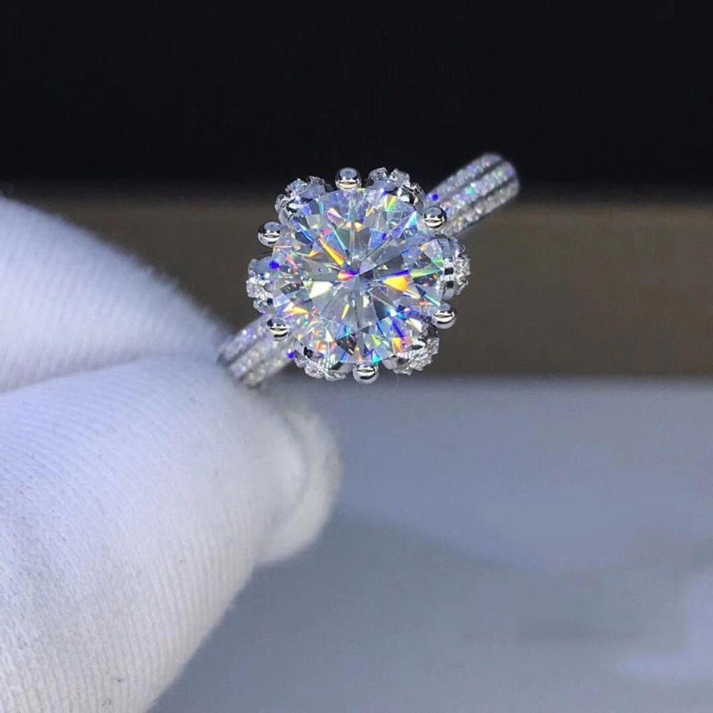White Gold-Plated Side-Stone Cubic Zirconia Engagement Rings
