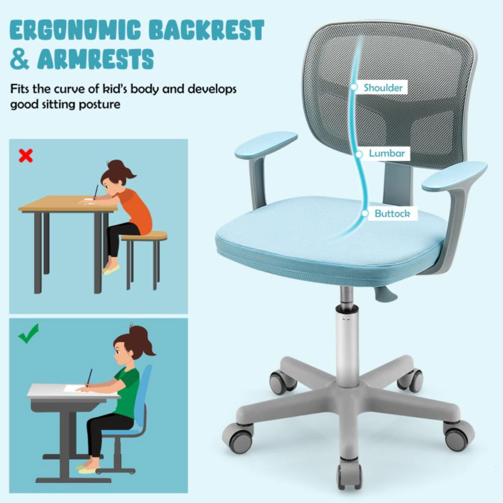 Hivvago Adjustable Desk Chair With Auto Brake Casters For Kids