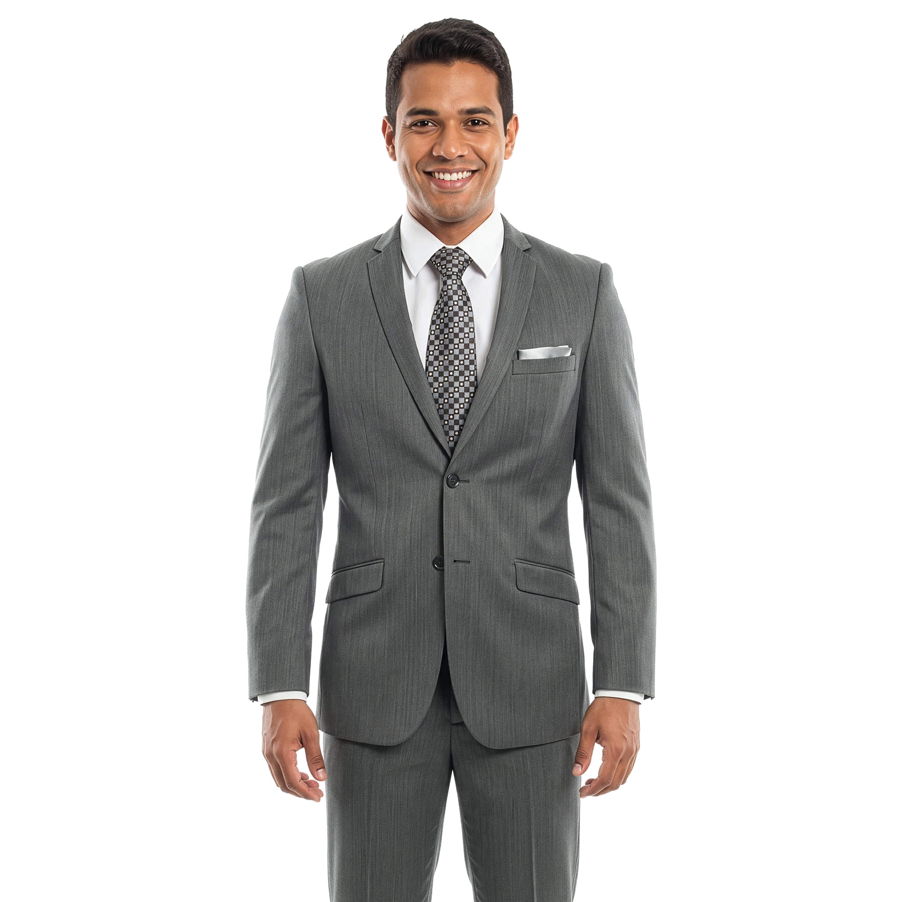 Tazzio Mens Slim Fit 2 Piece Vertical Weave Sharkskin Suit Set