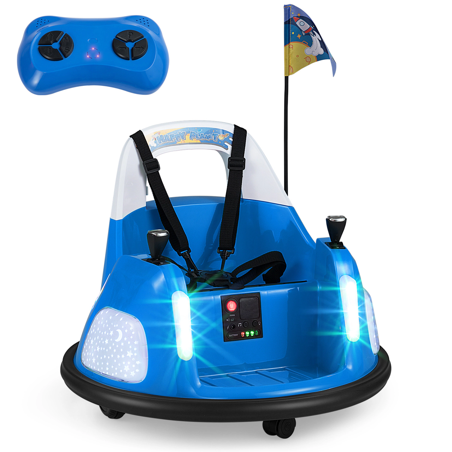 LJG 12V Kids Ride on Bumper Car with Remote Control and Flashing Lights