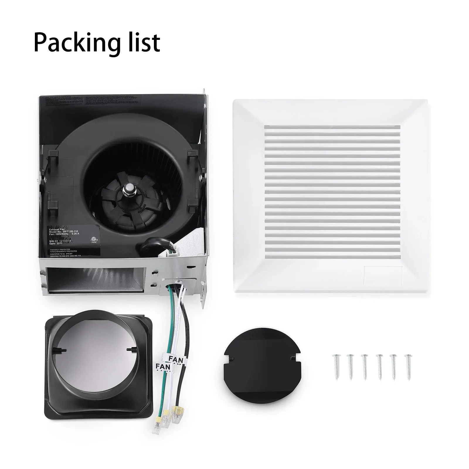 Envelor 110 CFM Ceiling Bathroom Exhaust Fan in White