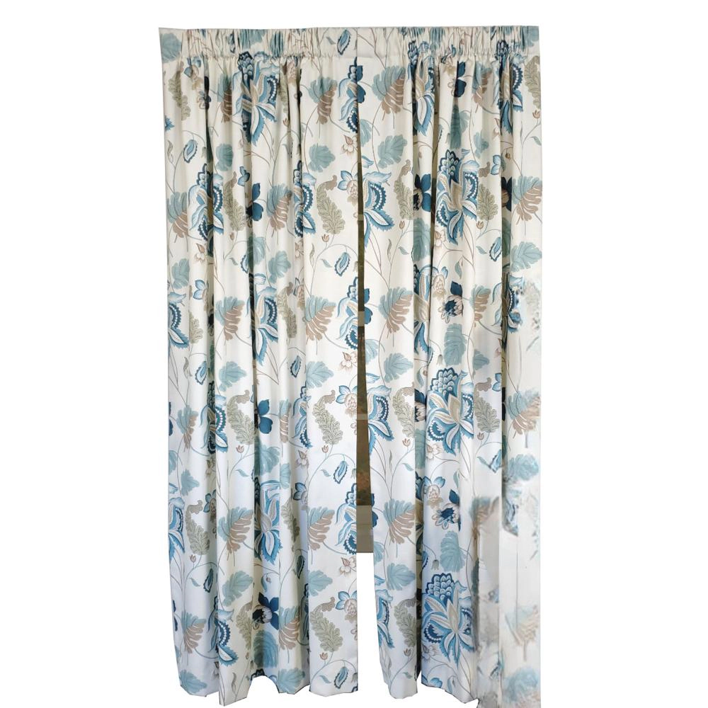 RLF Home Samanta Window Treatment 100% Cotton High-Quality Decorator Fabric Fully Lined Curtain Panels 100" X 84" Blue