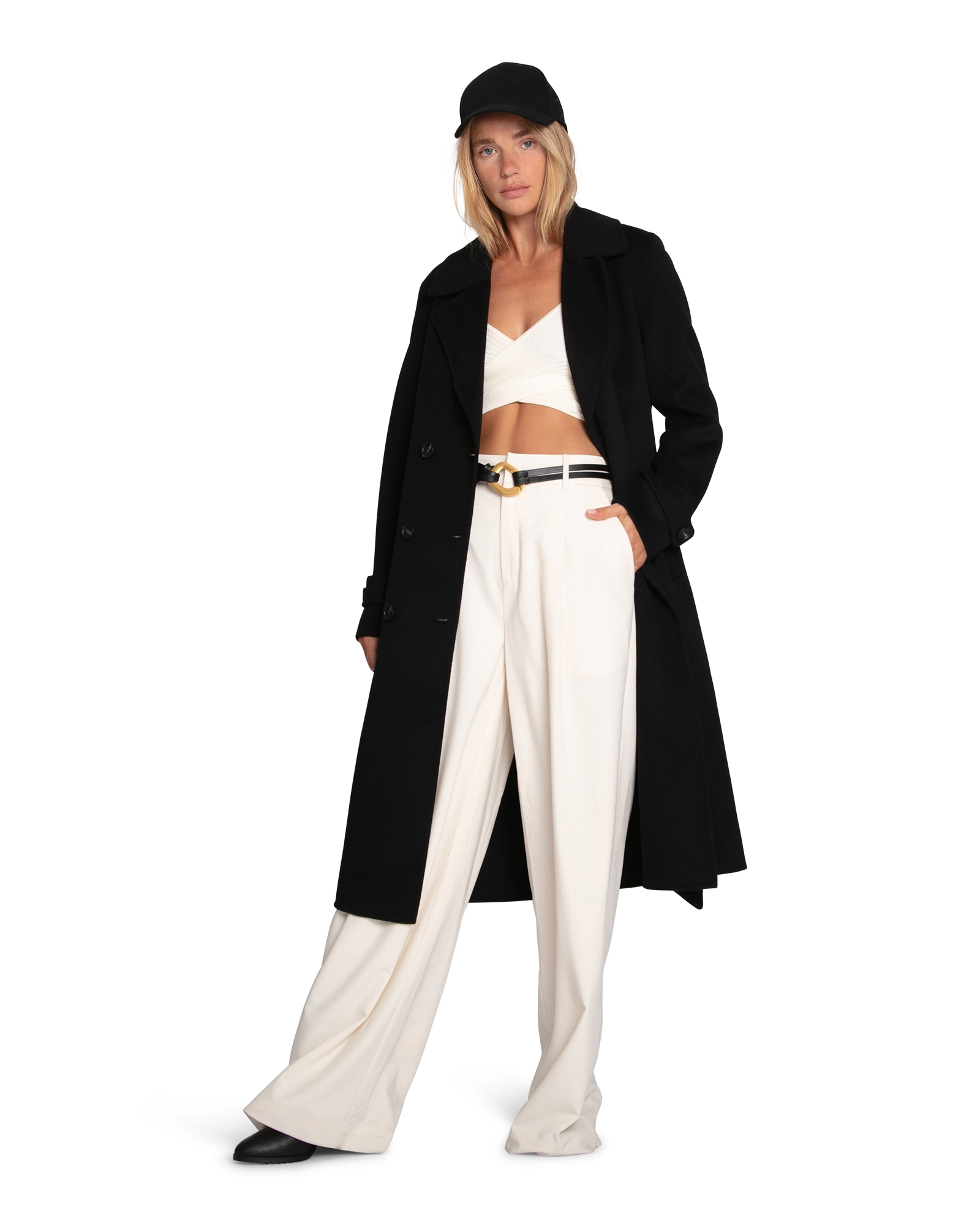 Belle & Bloom Womens Front Runner Wool Blend Belted Coat