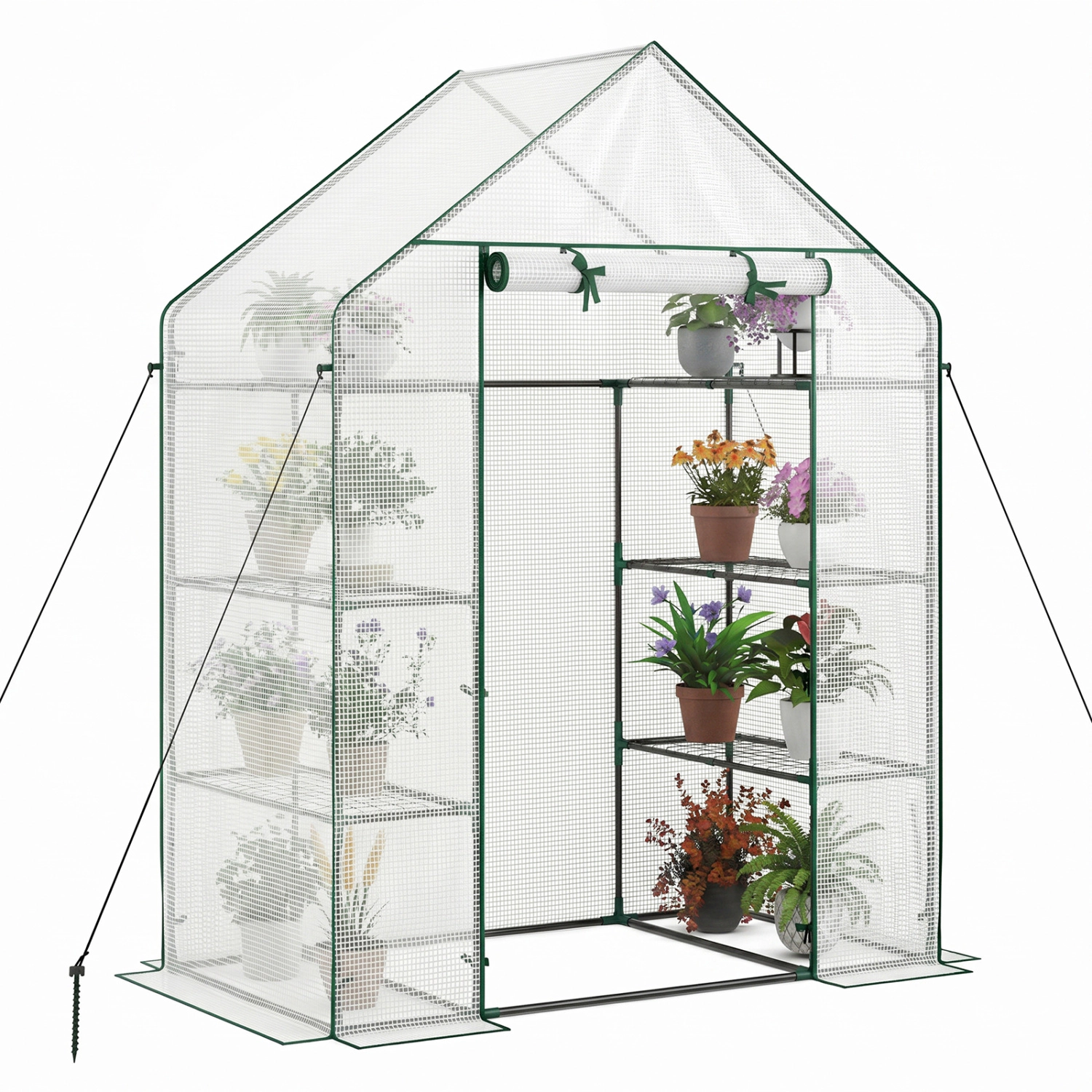 LJG Portable Walk-in Greenhouse with 3 Tiers and 6 Shelves