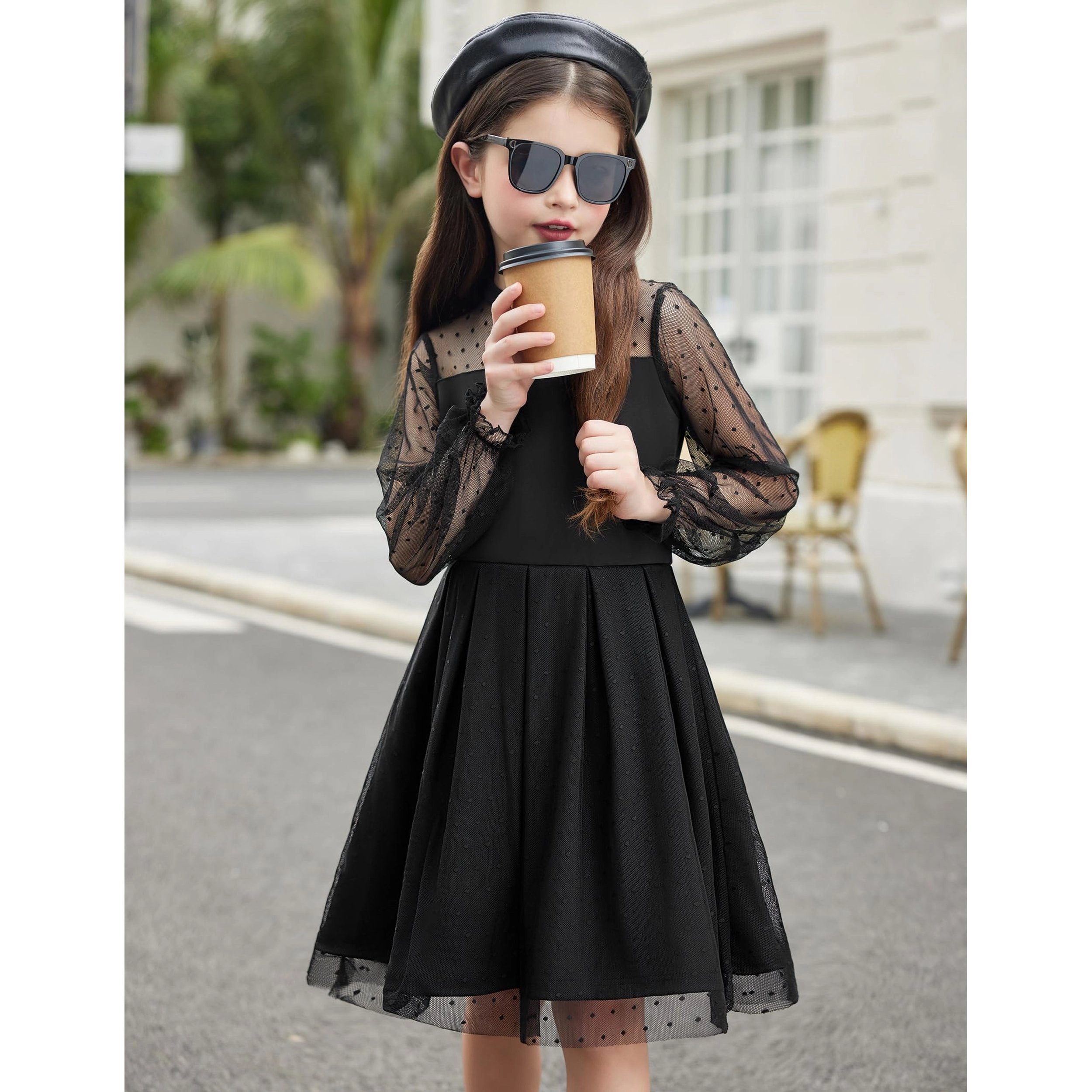 Arshiner Summer Dresses For Teen Girls Spring Long Sleeve Casual Easter Tulle Fairy Dress