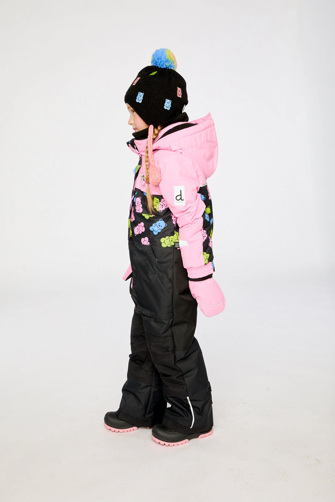 Deux par Girls Gummy Bear Print One Piece Play Snowsuit with Detachable Hood