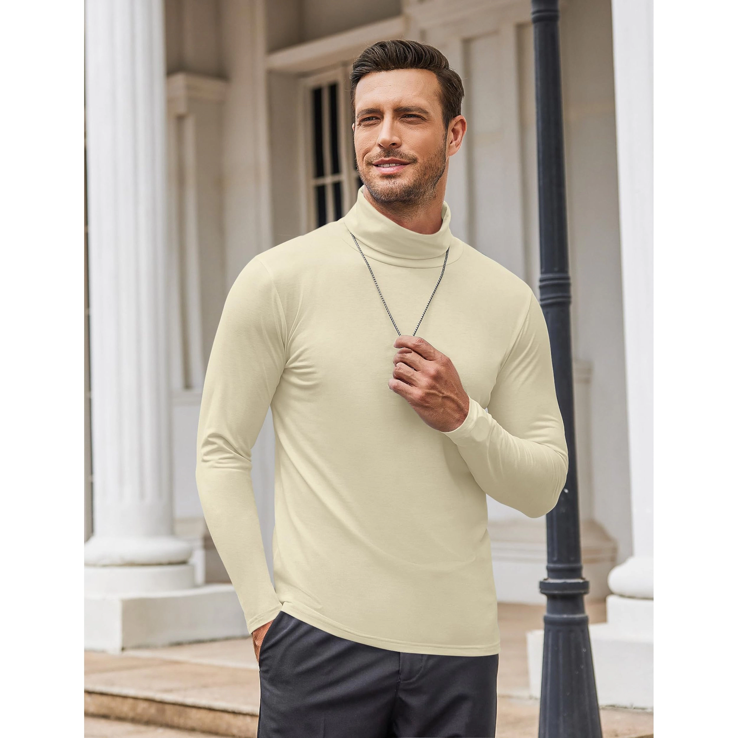 COOFANDY Men's Slim Fit Long Sleeve Turtleneck Shirt
