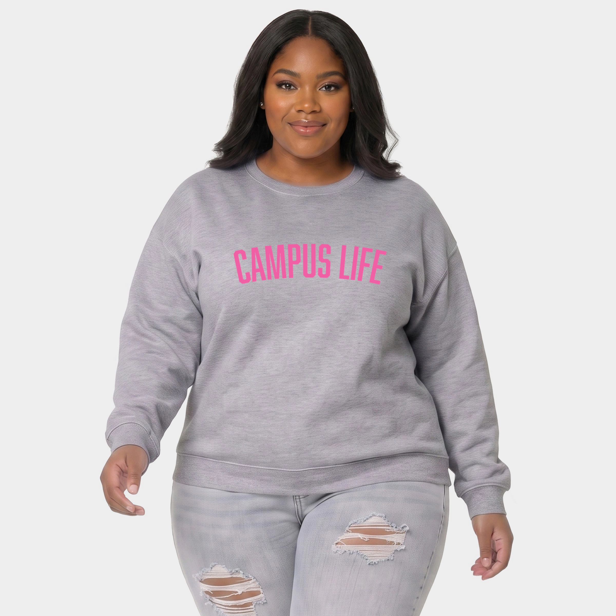 Simply Sage Market - Women's Plus Sized Graphic Sweatshirt Campus Life Varsity