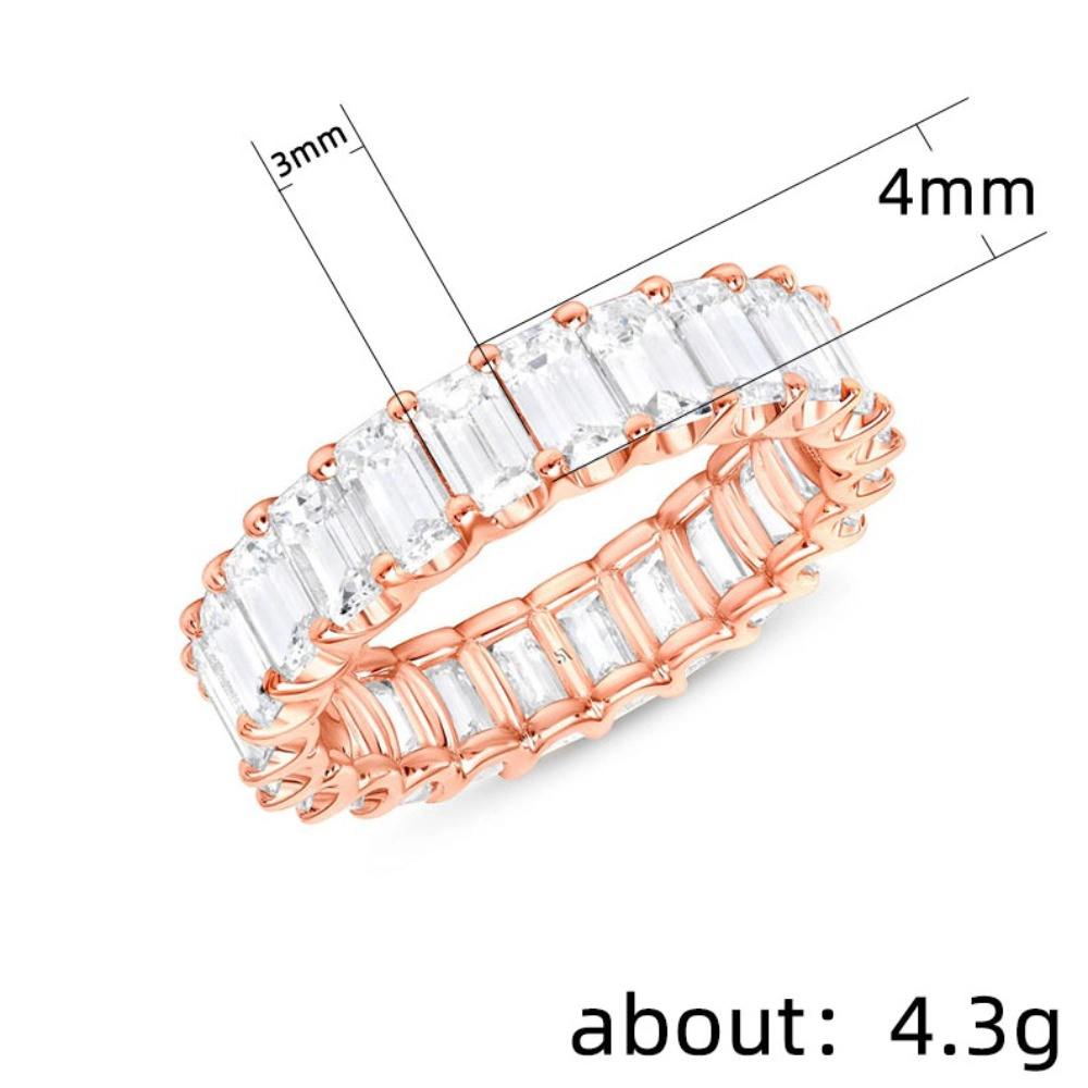 Wardrobe Whimsy Emerald Cut Cubic Zirconia Full Eternity Band Ring for Women