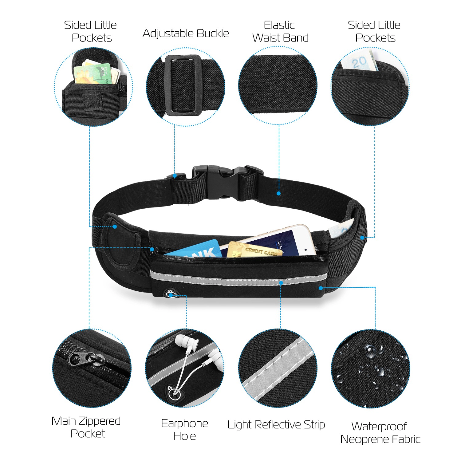 GBruno Waterproof Adjustable Running Belt Bag