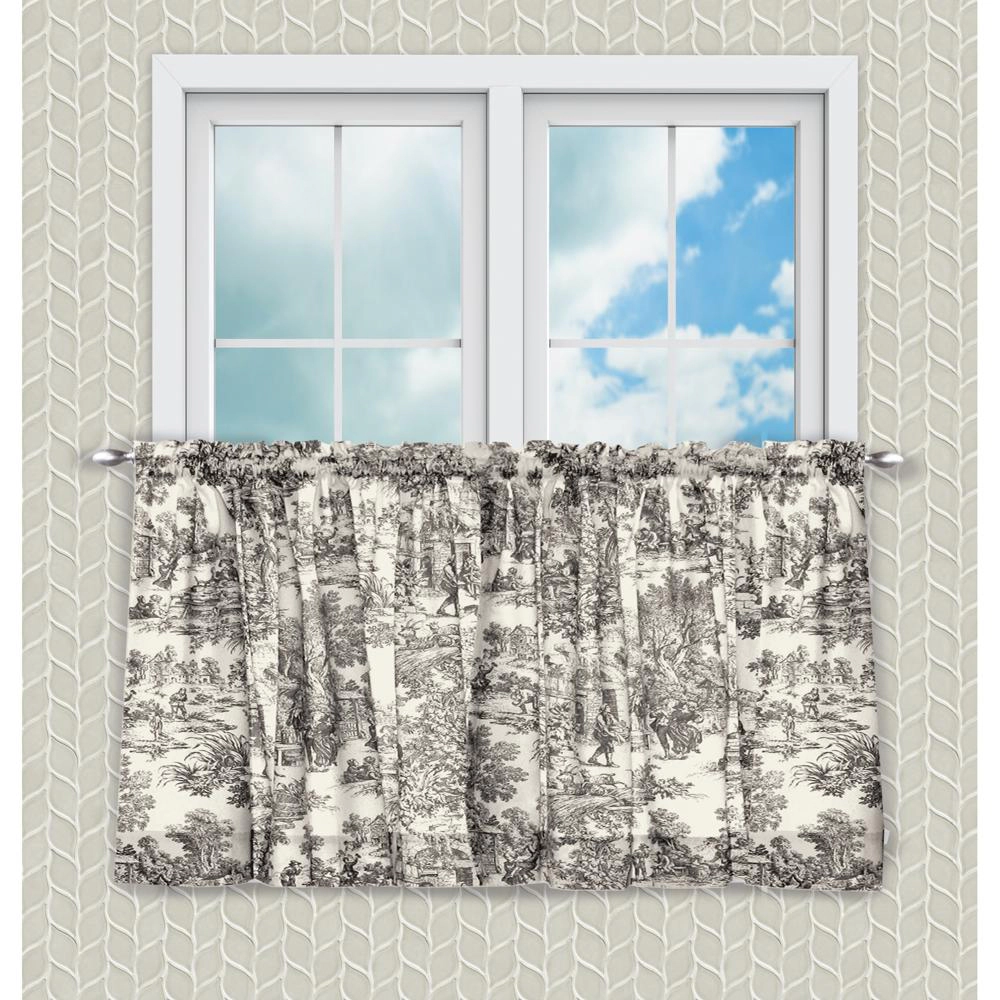 Ellis Curtain Victoria Park Toile Room Darkening Window Rod Pocket Pair Set With 2 Tiers - 2-Piece - 68x72