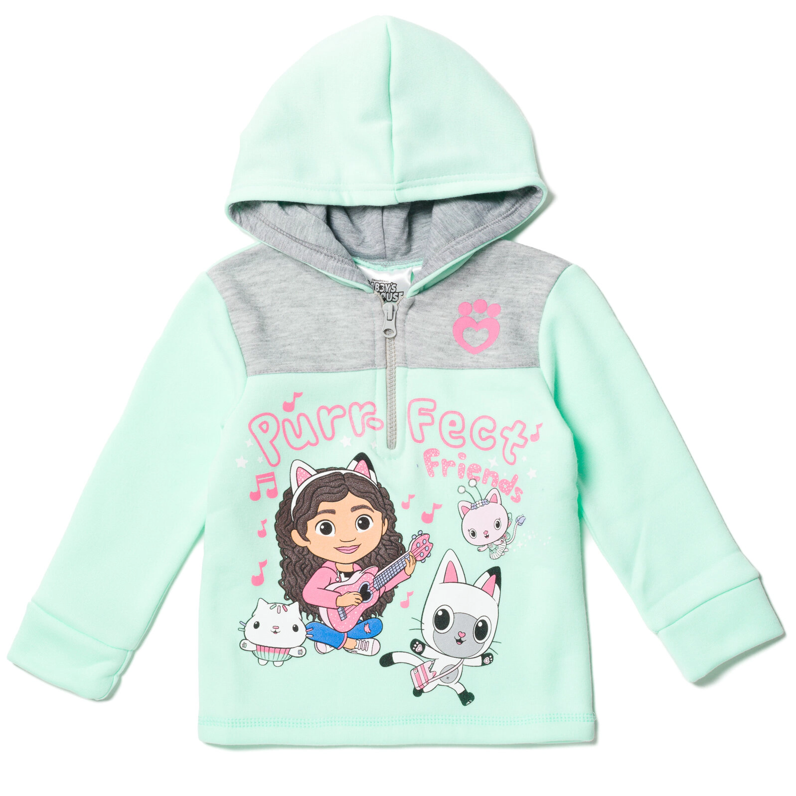 Dreamworks Gabby's Dollhouse Girls' Fleece Quarter-Zip Hooded Sweatshirt
