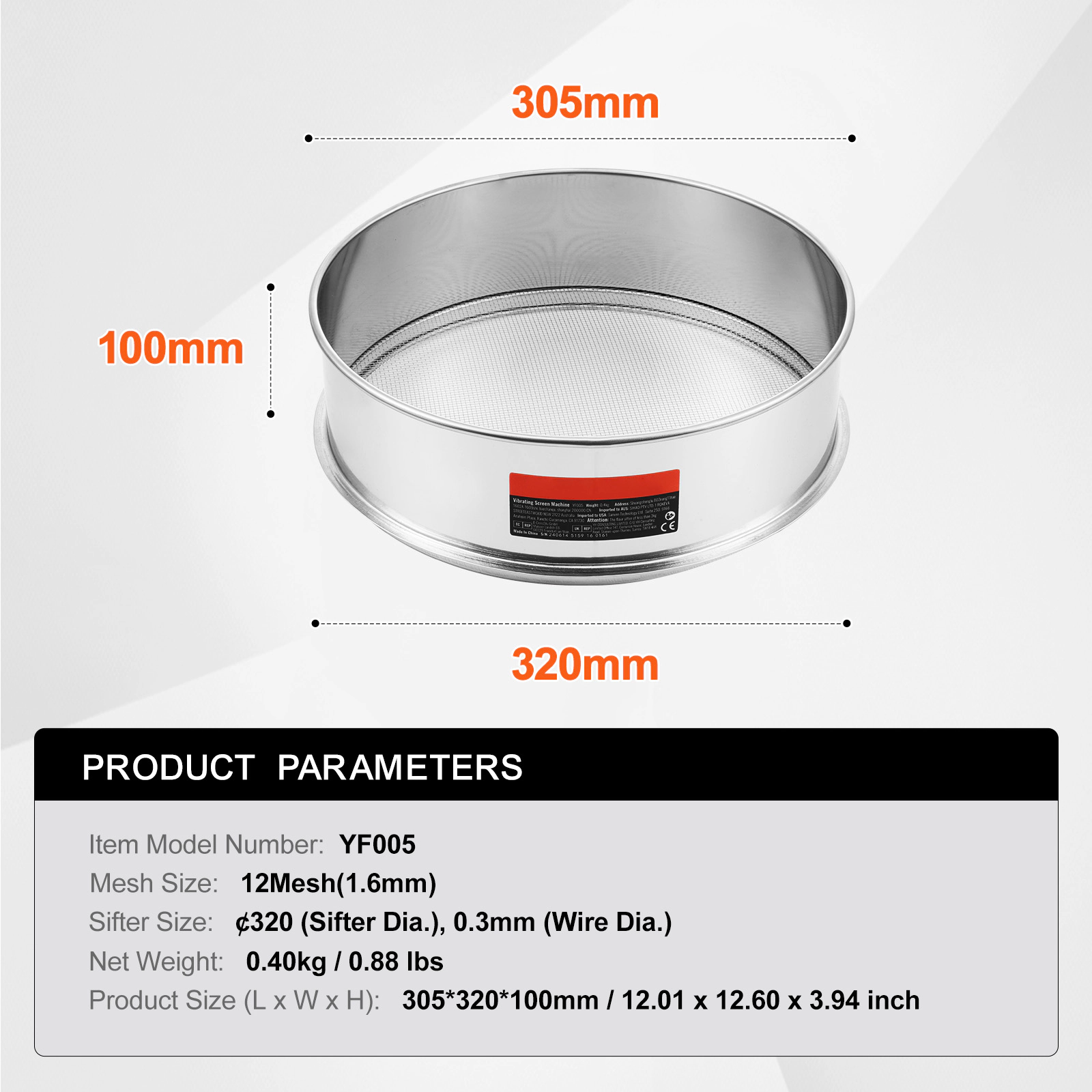 HONGGE Flour Sieve Fine Mesh, Flour Sifter, 304 Stainless Steel Fine Mesh Sifter Food-grade