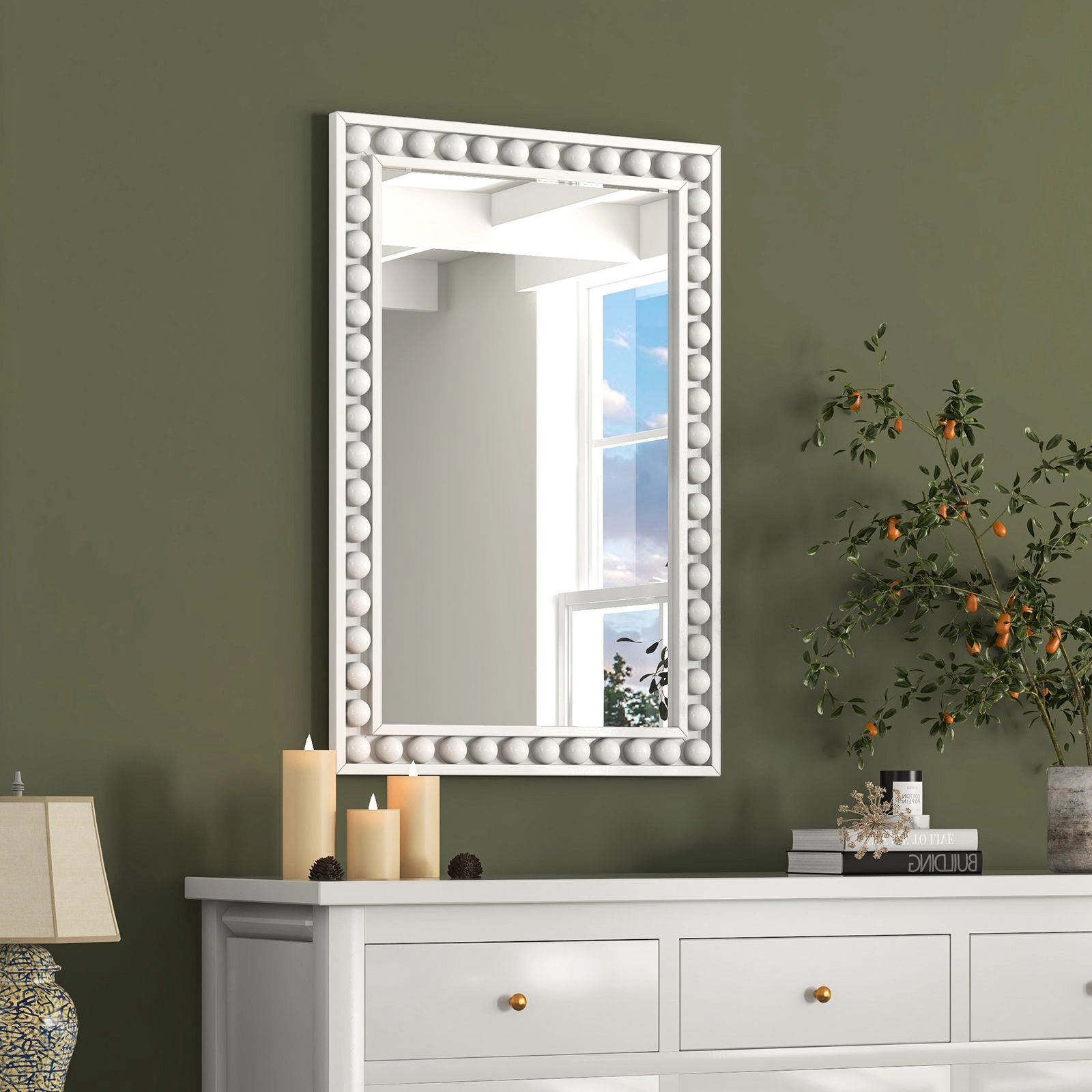 SlickBlue Large Rectangle Wall Mirror, Wood Frame
