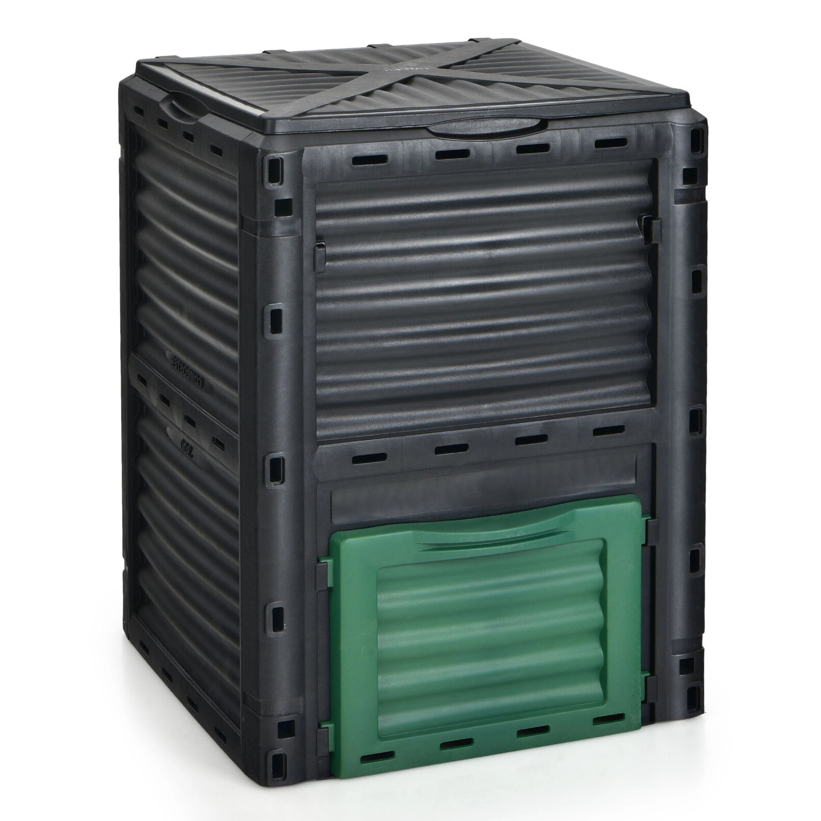 SUGIFT 80-Gal Openable Lid Bottom Exit Door Air-Vented Outdoor Composter Bin 23.5-in x 23-in x 32-in Green