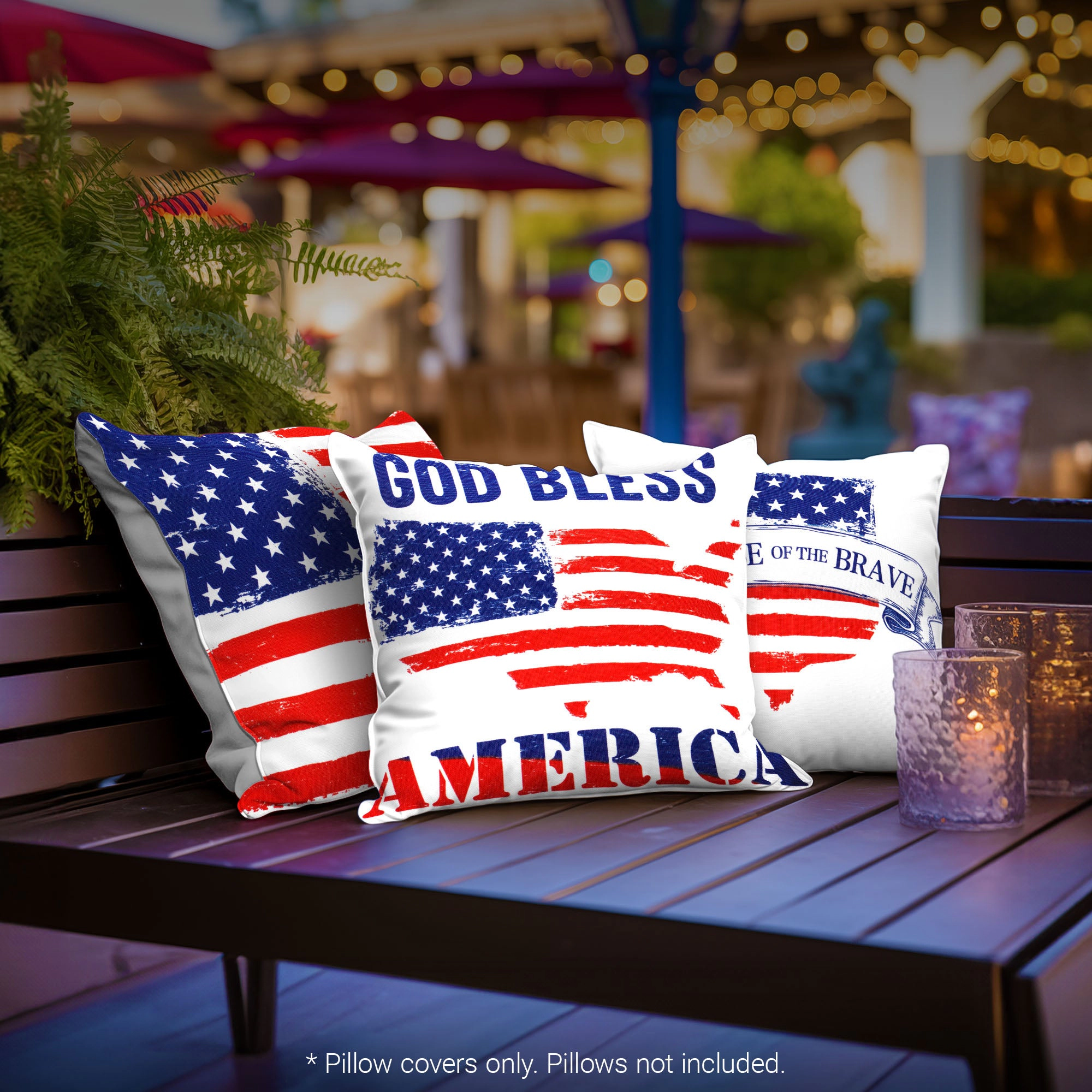G128 Patriotic Land of Free Decorative Throw Pillow Covers