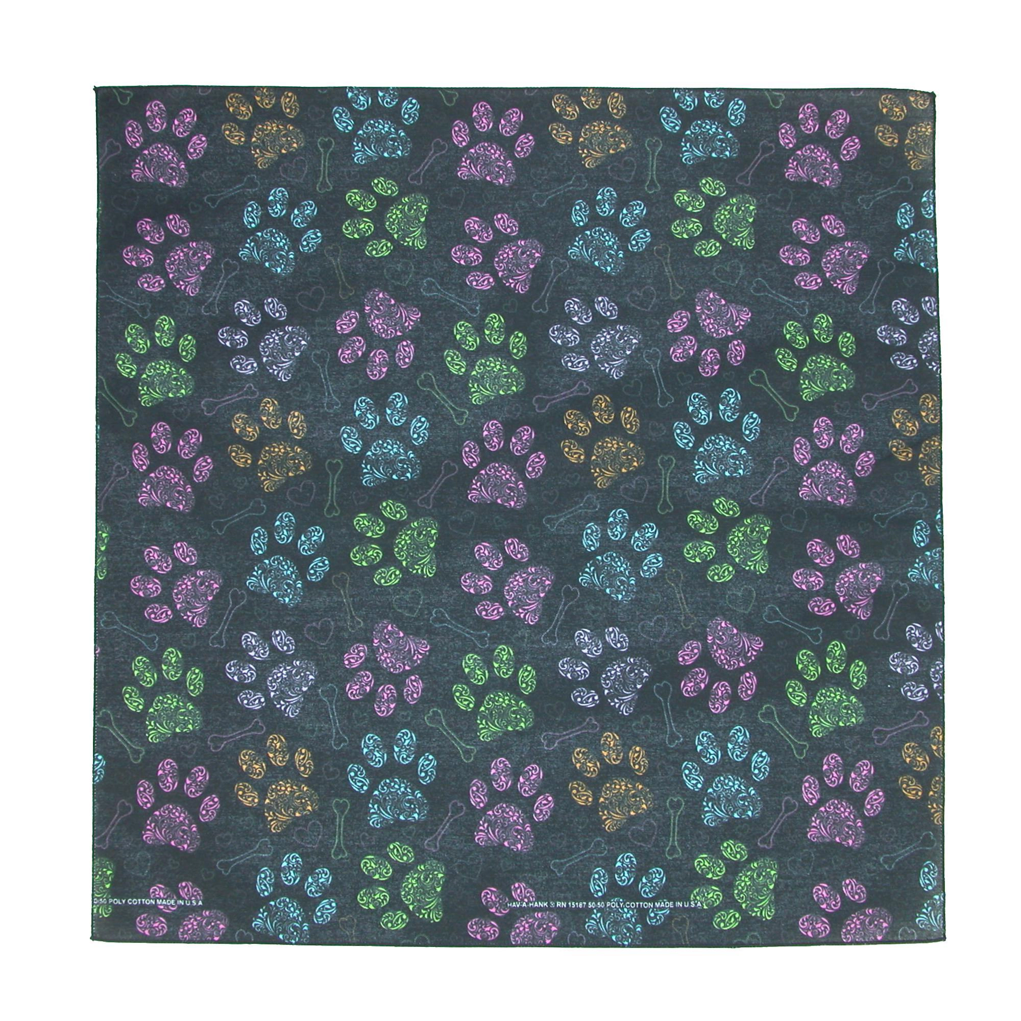 CTM Colorful Dog Paw Print Bandana