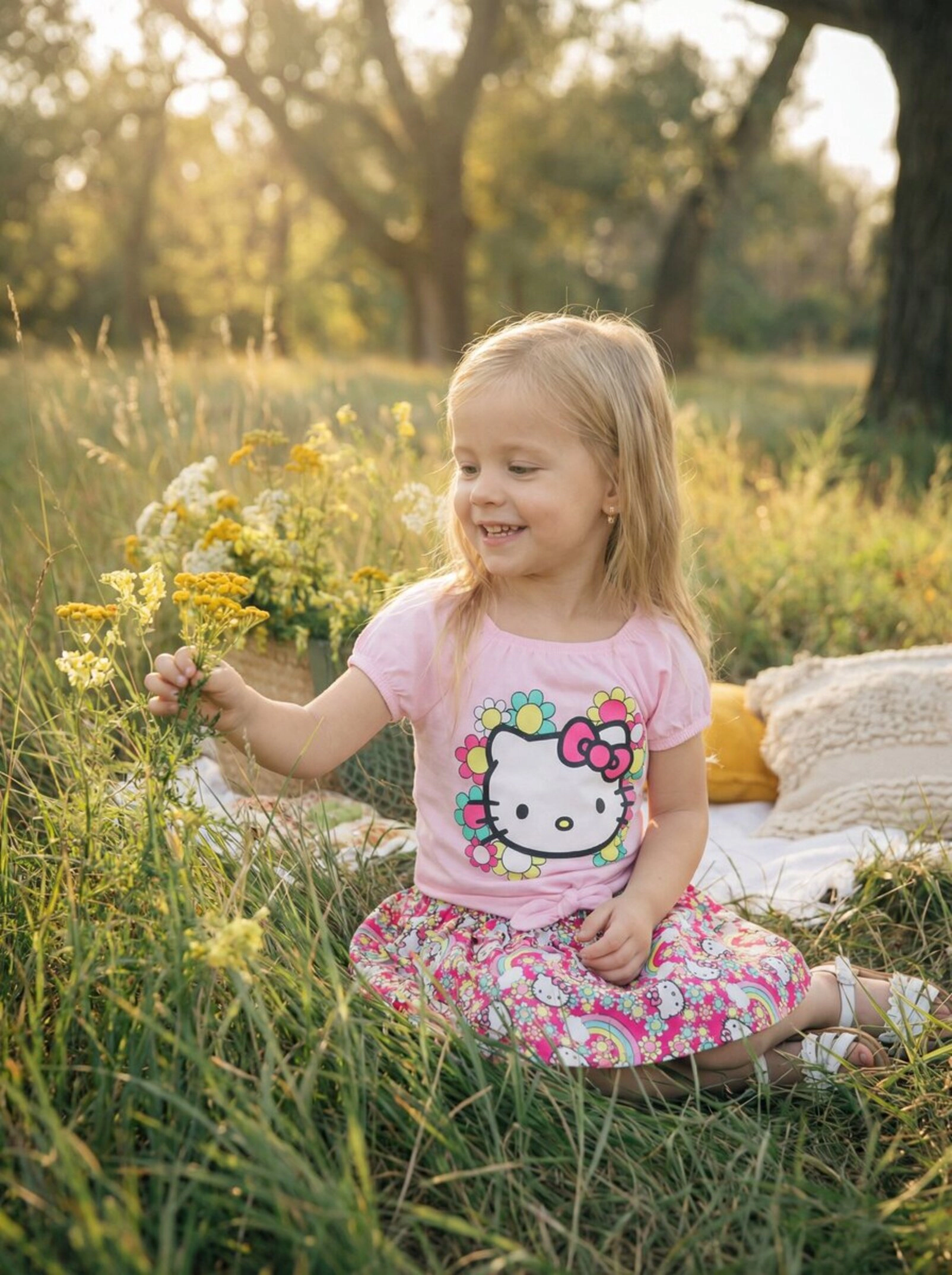 Hello Kitty Girls' 2-Piece T-Shirt and Skirt Set