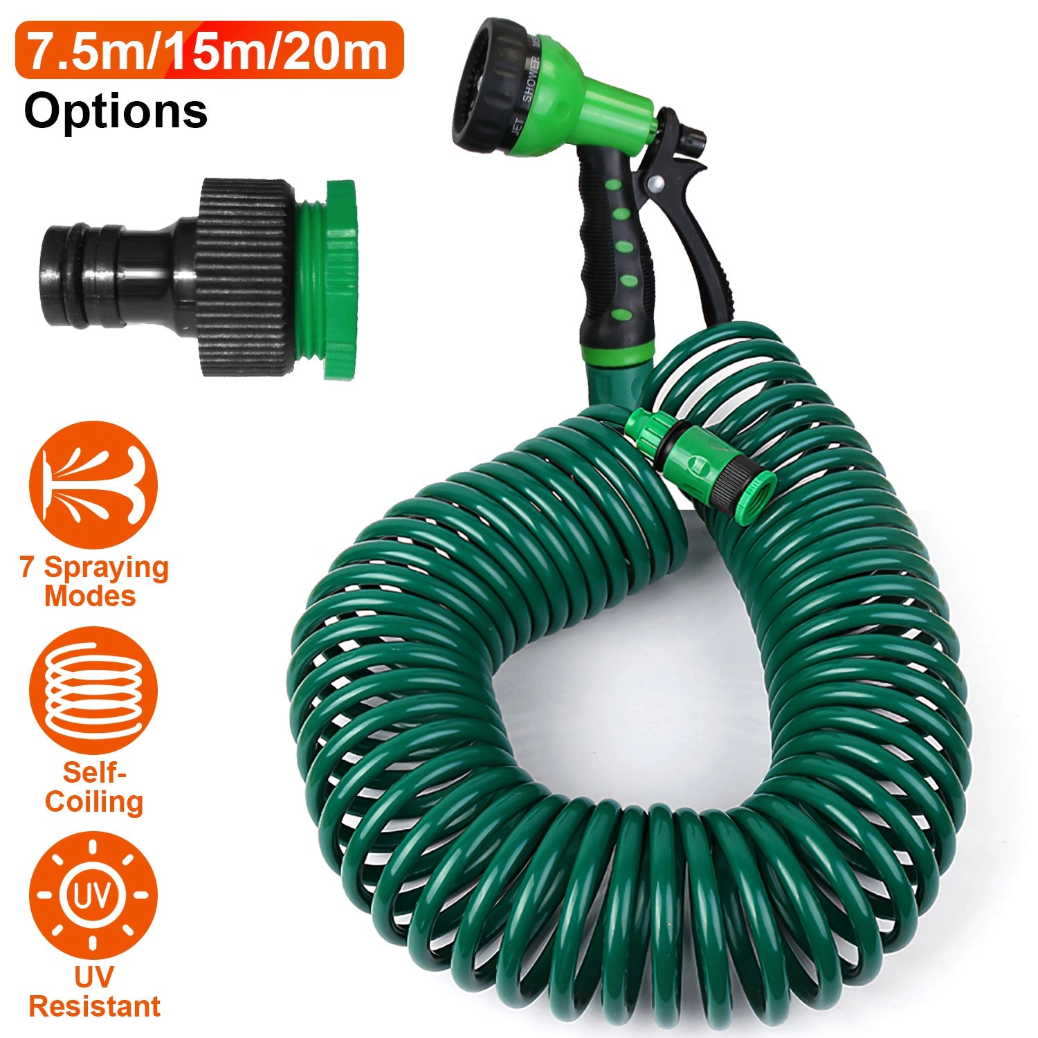 GBruno Self-Coiling EVA Garden Hose With Sprayer