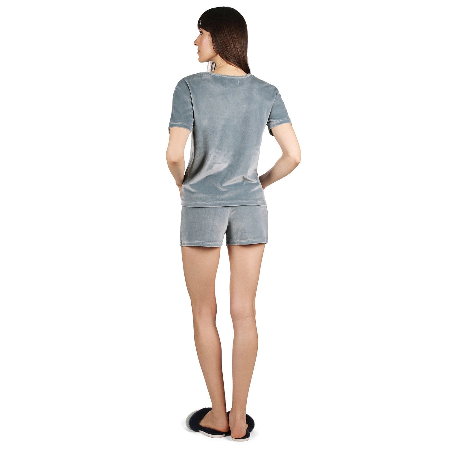 MeMoi Women's Soft Velour Matching Shorts and T-Shirt Set