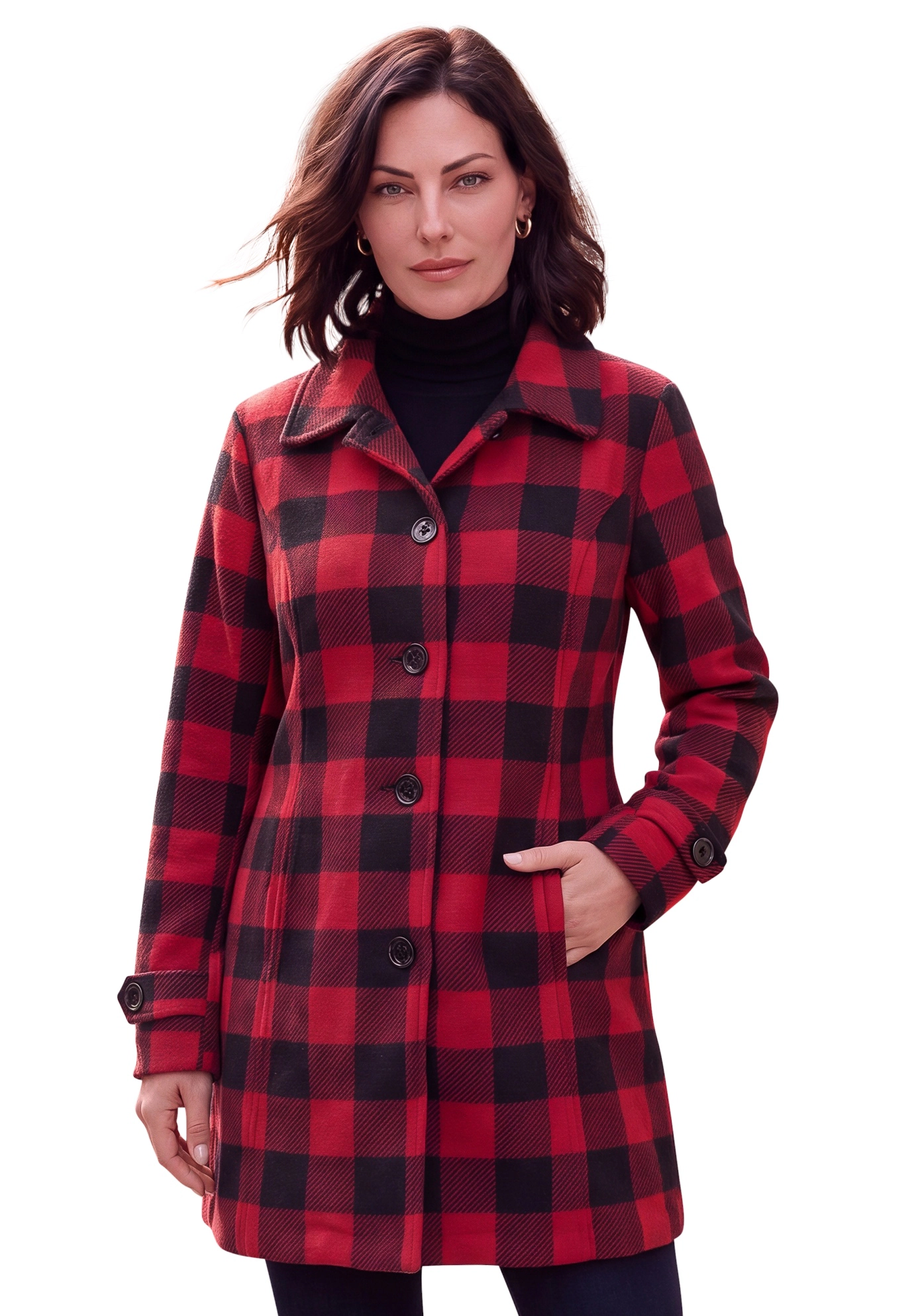 Roaman's Women's Plus Size Button Up Fleece Jacket