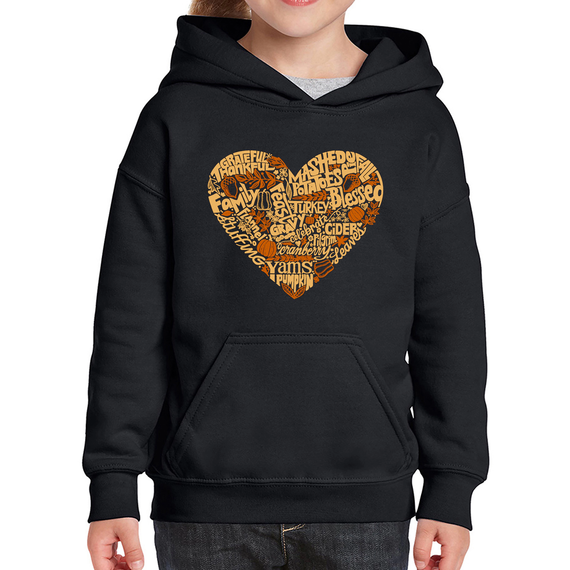 LA Pop Art Girls Word Hoodie - Thanksgiving Heart