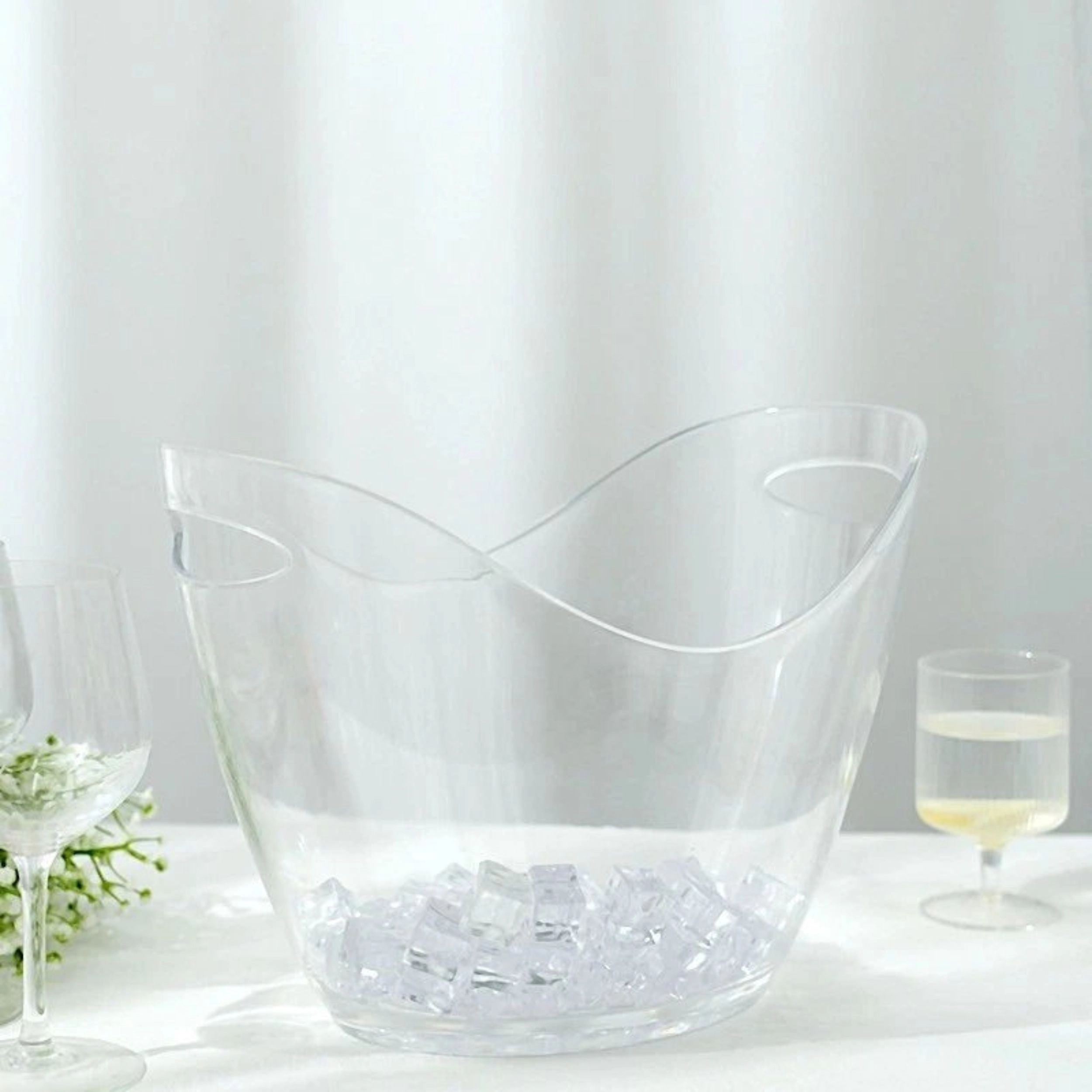 Home Collection 14 Inch Clear Plastic Ice Bucket with Handles 7 Liter