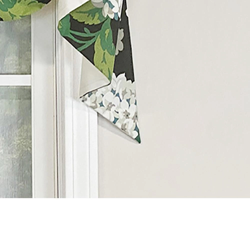 RLF Home Hydrangea Empire Valance Tuxedo Black 2-Scoop . 54"W X 25"L For windows up to 48"W