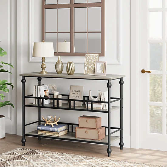 BebreezChic 43 Inch Console Table for Entryway– Sturdy Open Shelf Sofa ...