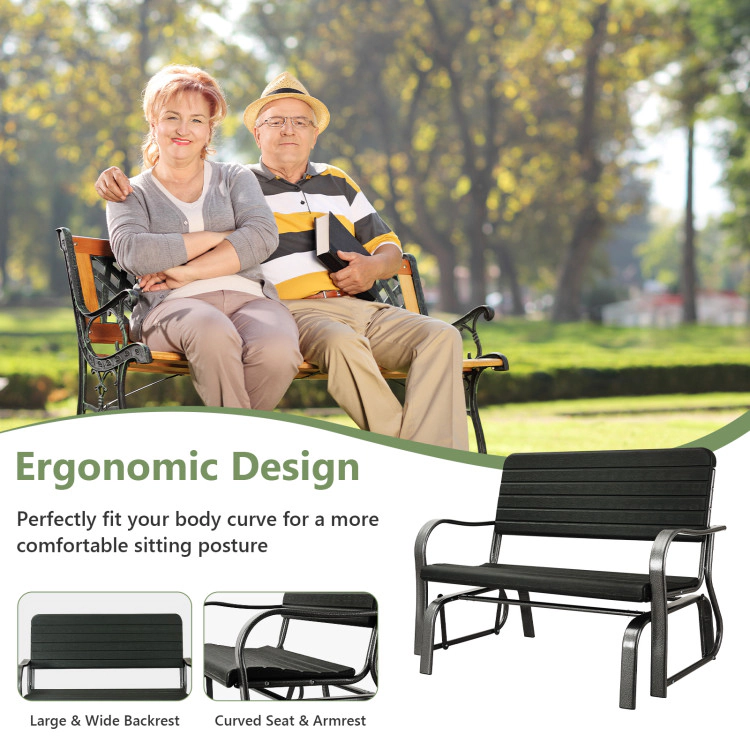 Hivvago 2-Seat Porch Glider With Hdpe Back Seat And Steel Frame