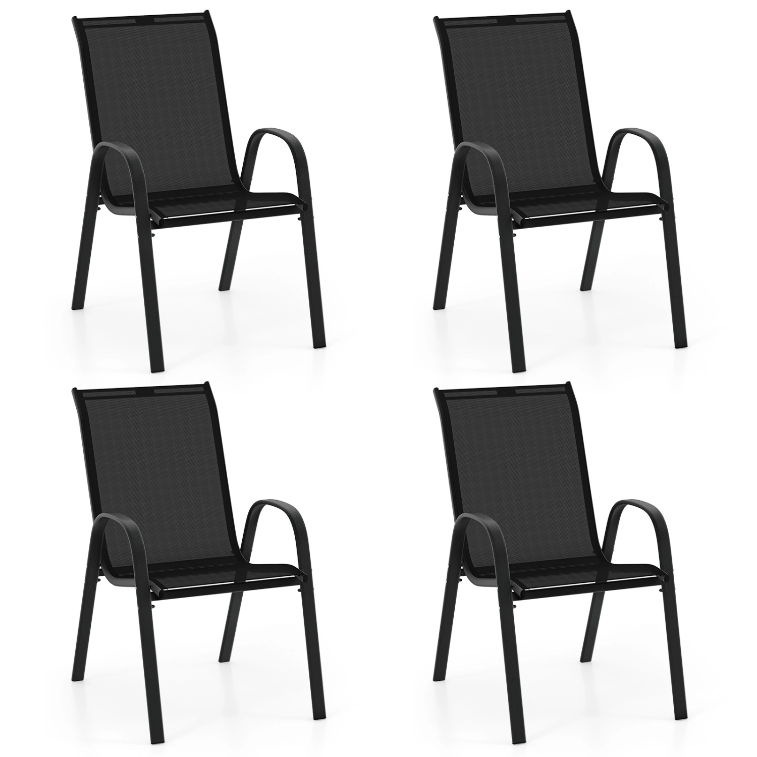LJG 4 Pieces Stackable Patio Dining Chairs Set with Armrest
